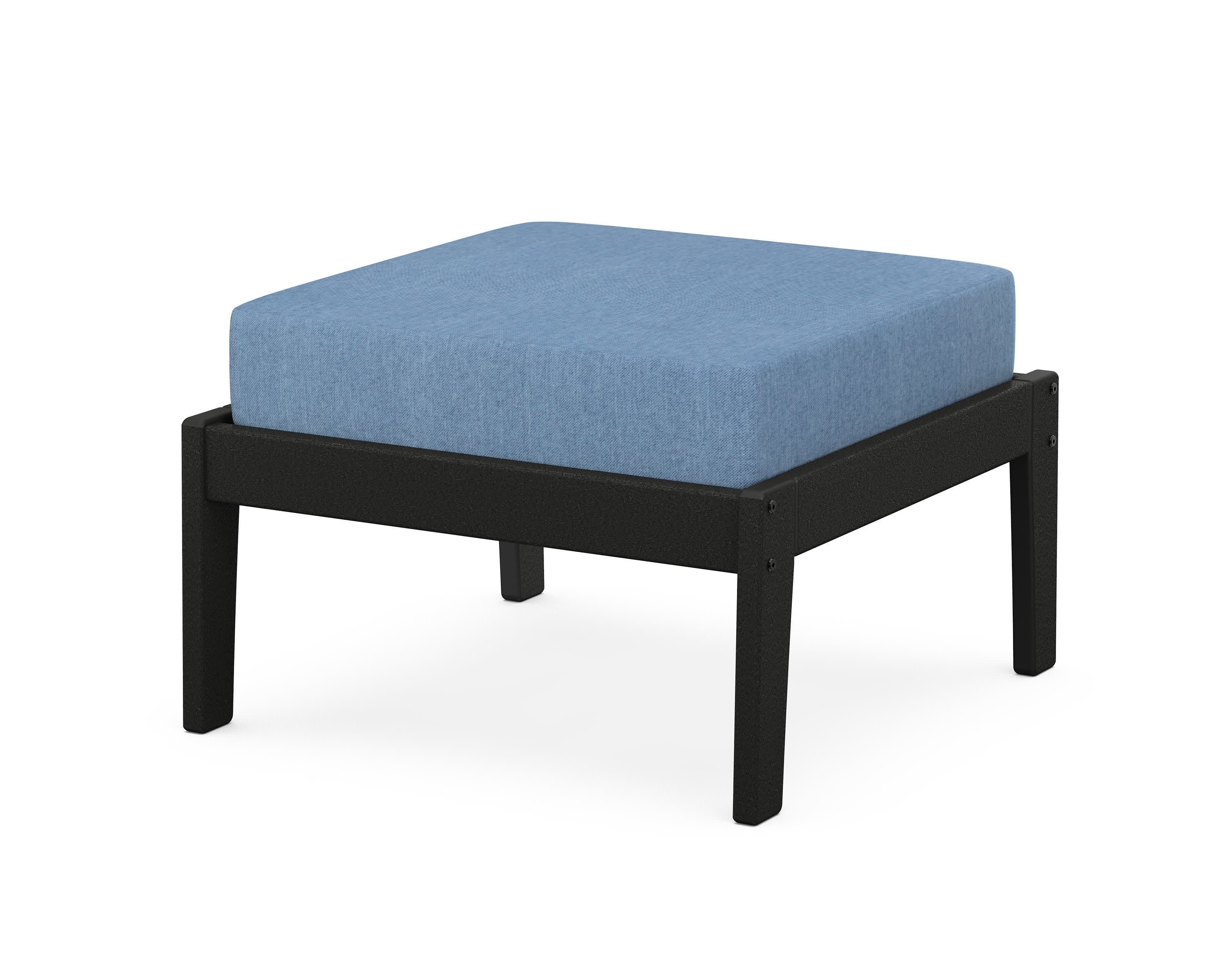 Deep Seating Ottoman in Black / Sky Blue