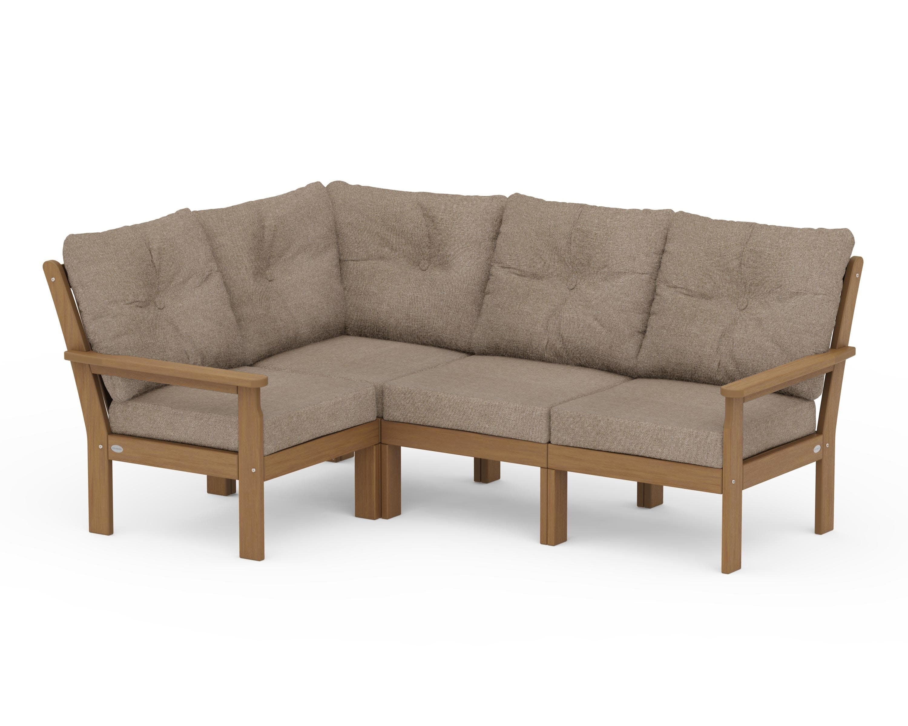 Vineyard 4-Piece Sectional in Natural / Spiced Burlap