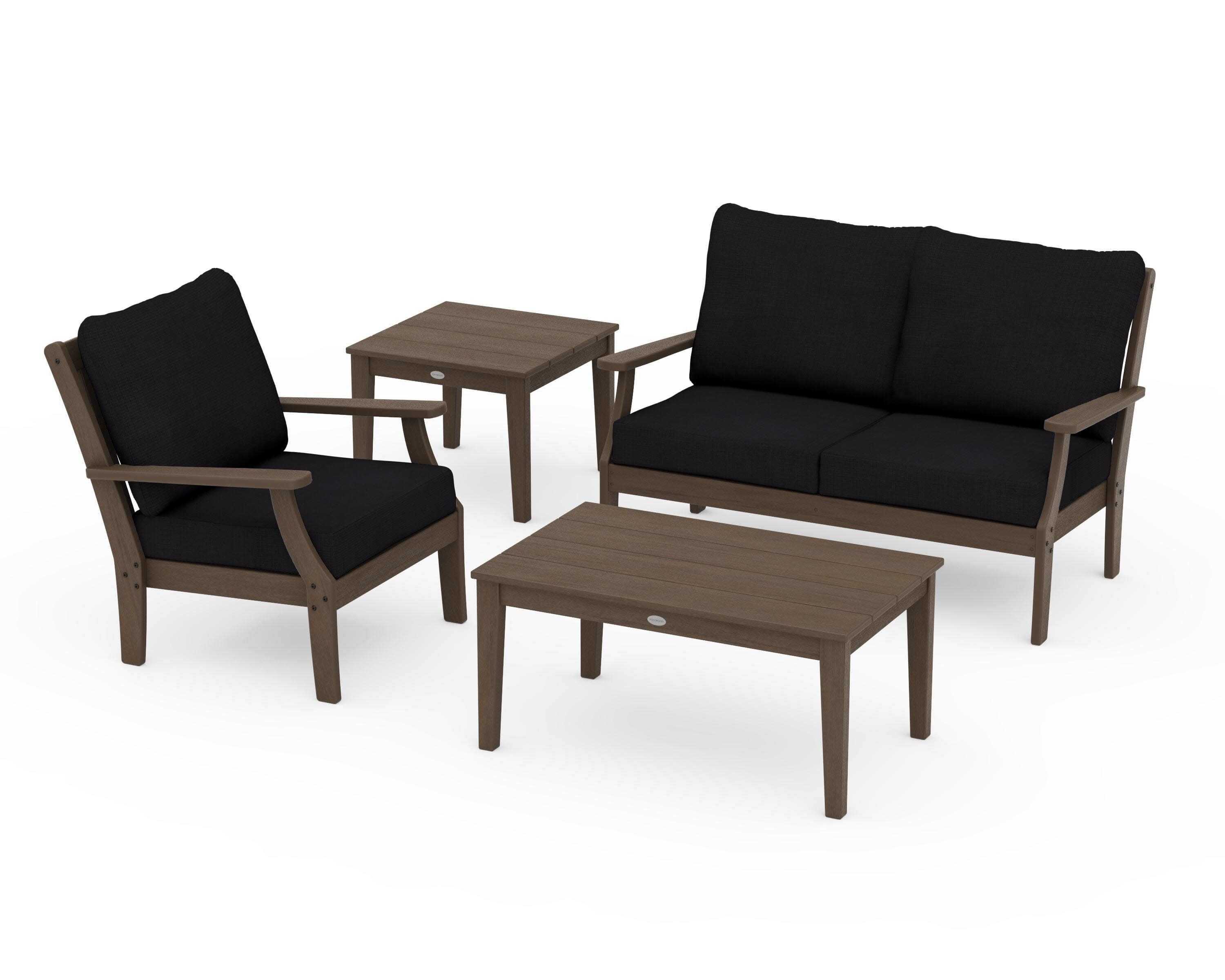 Braxton 4-Piece Deep Seating Set in Kona / Midnight Linen