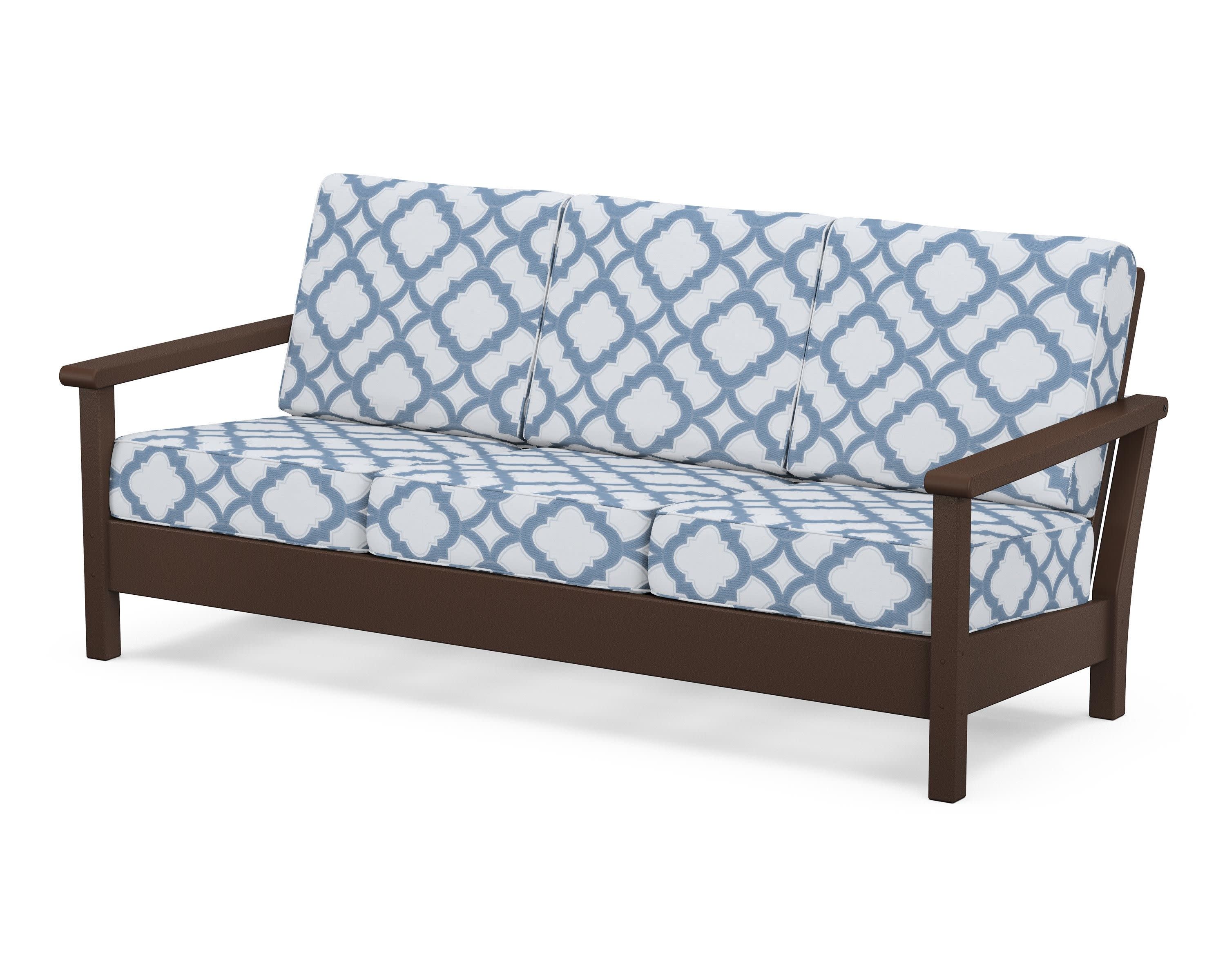 Harbour Deep Seating Sofa in Mahogany / Trellis Sky Blue