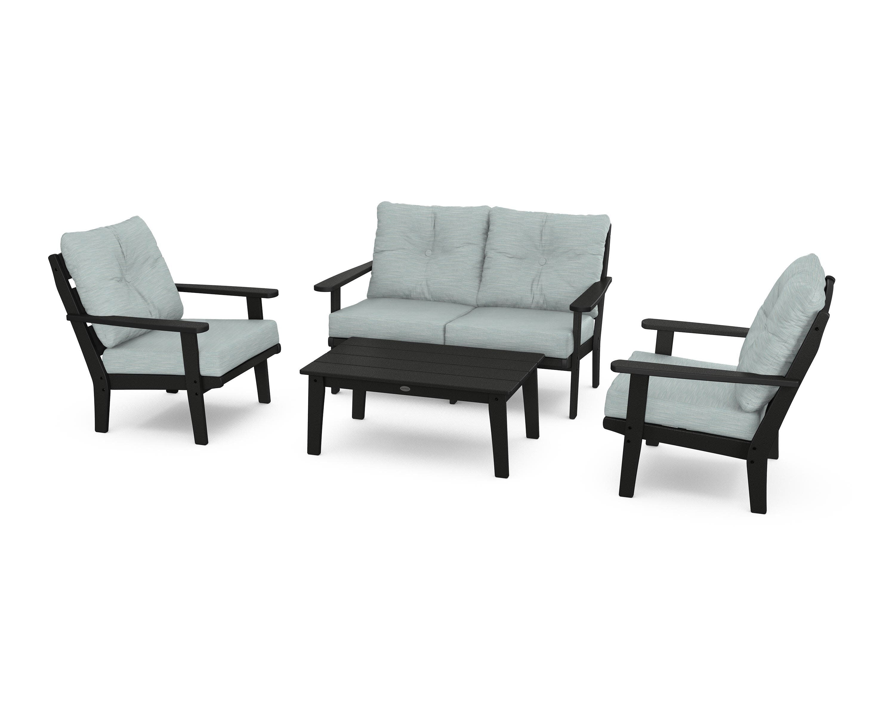 Lakeside 4-Piece Deep Seating Set in Black / Soothe Mist
