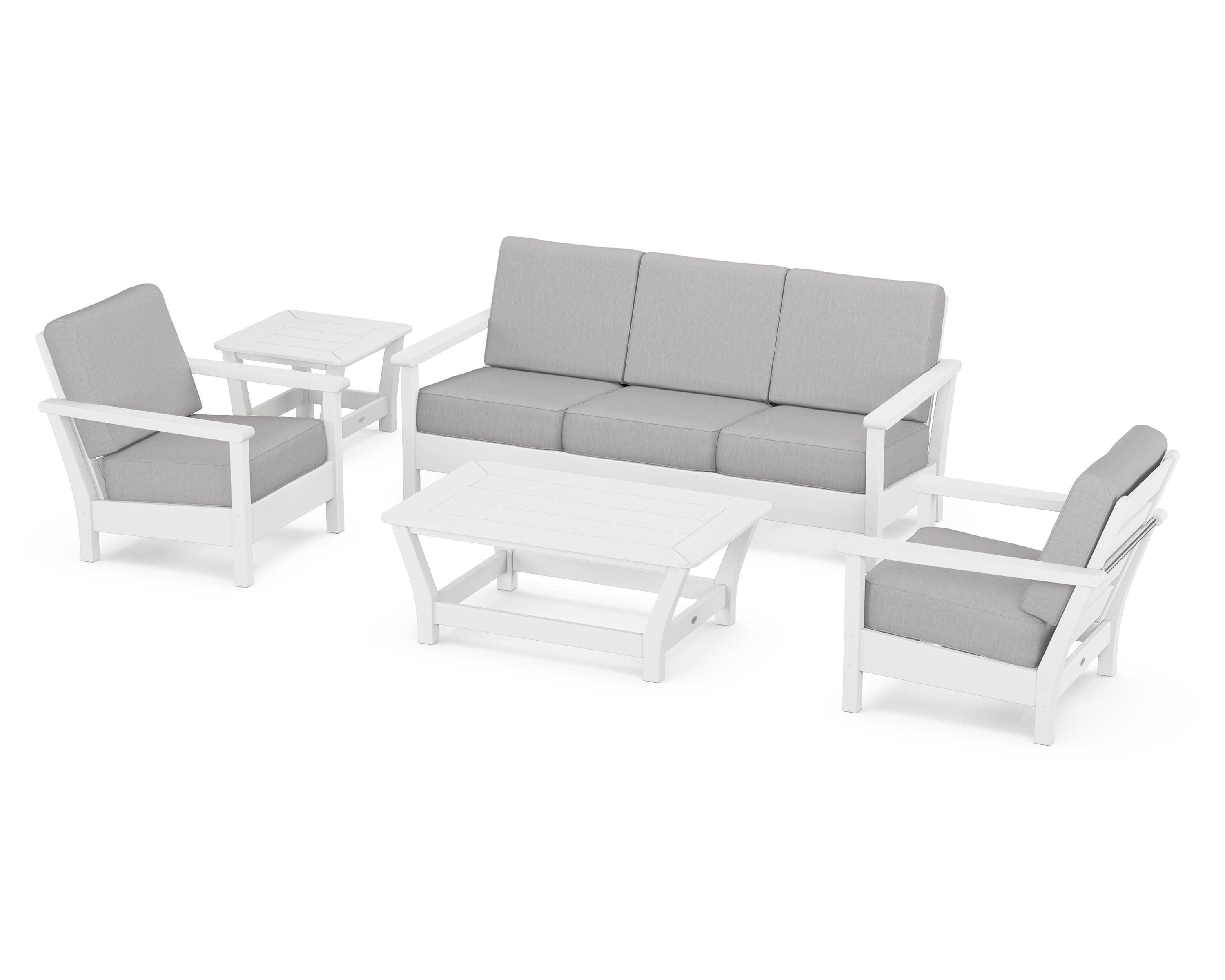 Harbour 5-Piece Deep Seating Set in White / Granite