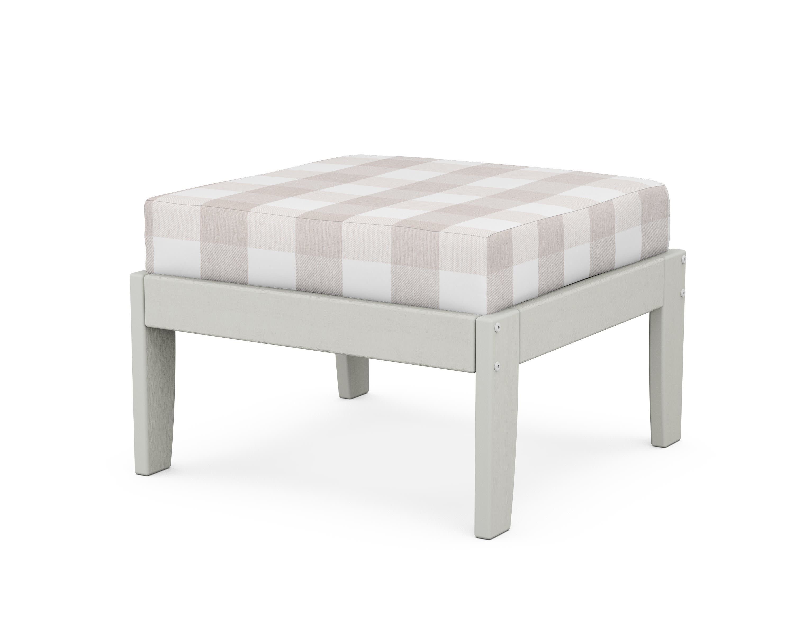 Modular Ottoman - Classic in Vintage White / Buffalo Plaid Dune Burlap