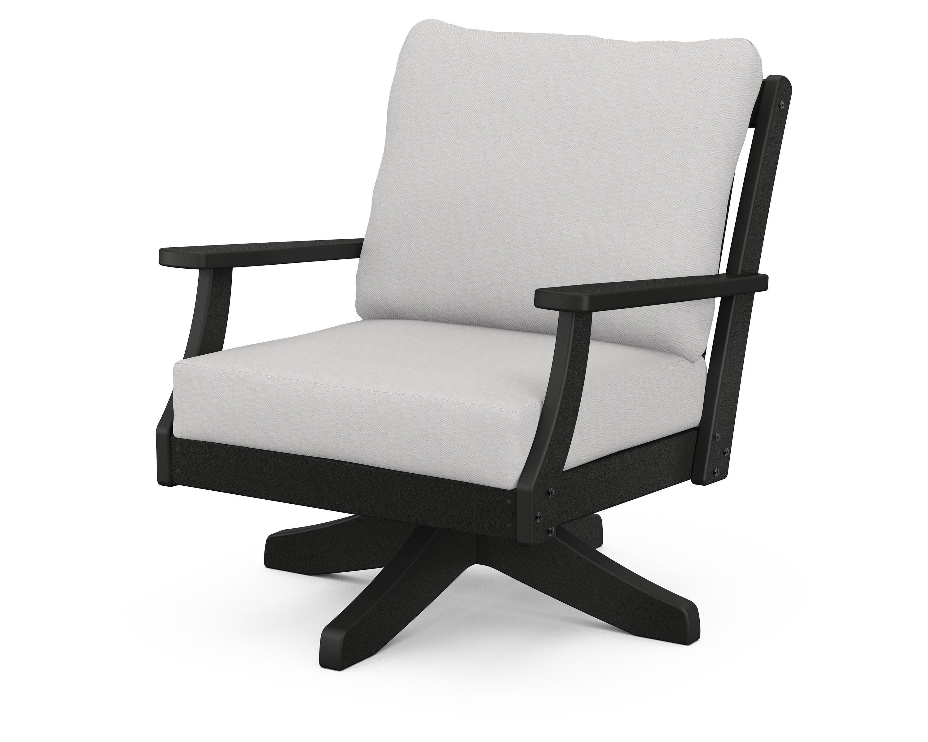 Braxton Deep Seating Swivel Chair in Black / Diamond in the Rough