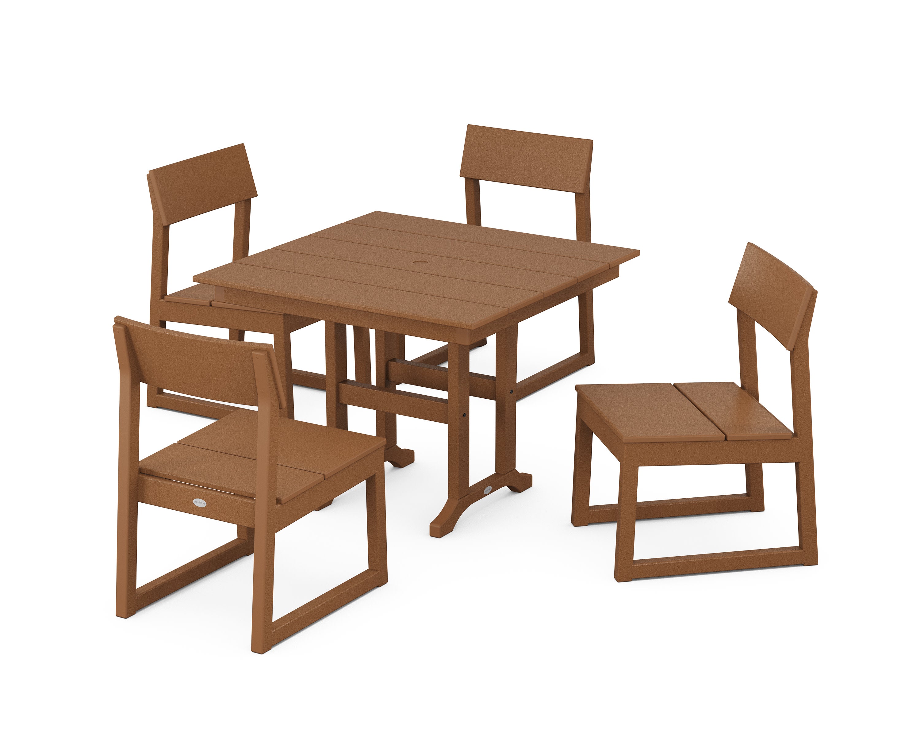 EDGE Side Chair 5-Piece Farmhouse Dining Set in Teak