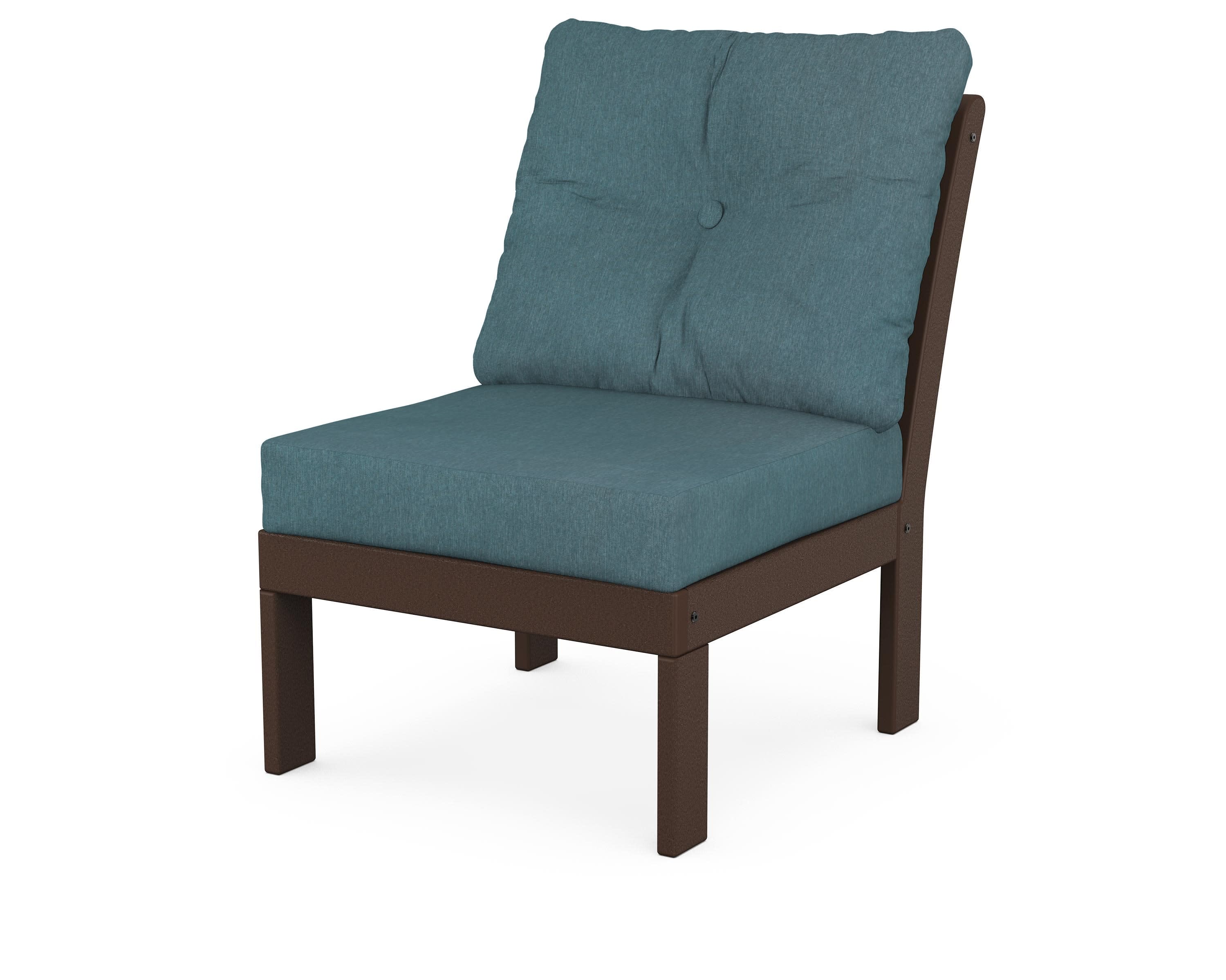 Vineyard Modular Armless Chair in Mahogany / Ocean Teal