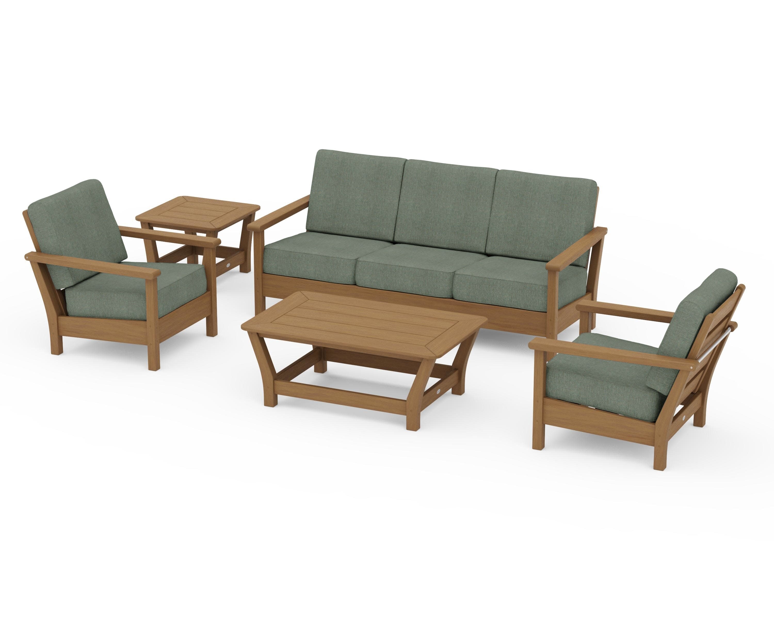 Harbour 5-Piece Deep Seating Set in Natural / Cast Sage