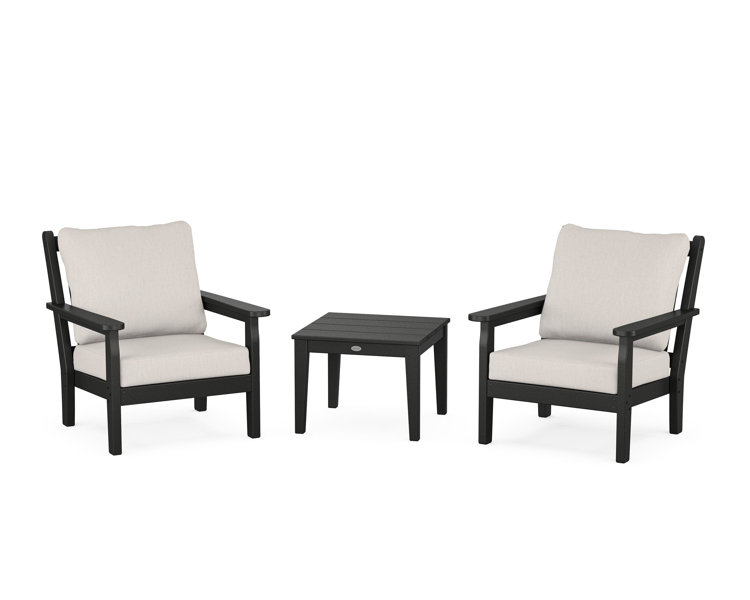 Chippendale 3-Piece Deep Seating Set in Black / Cast Ash