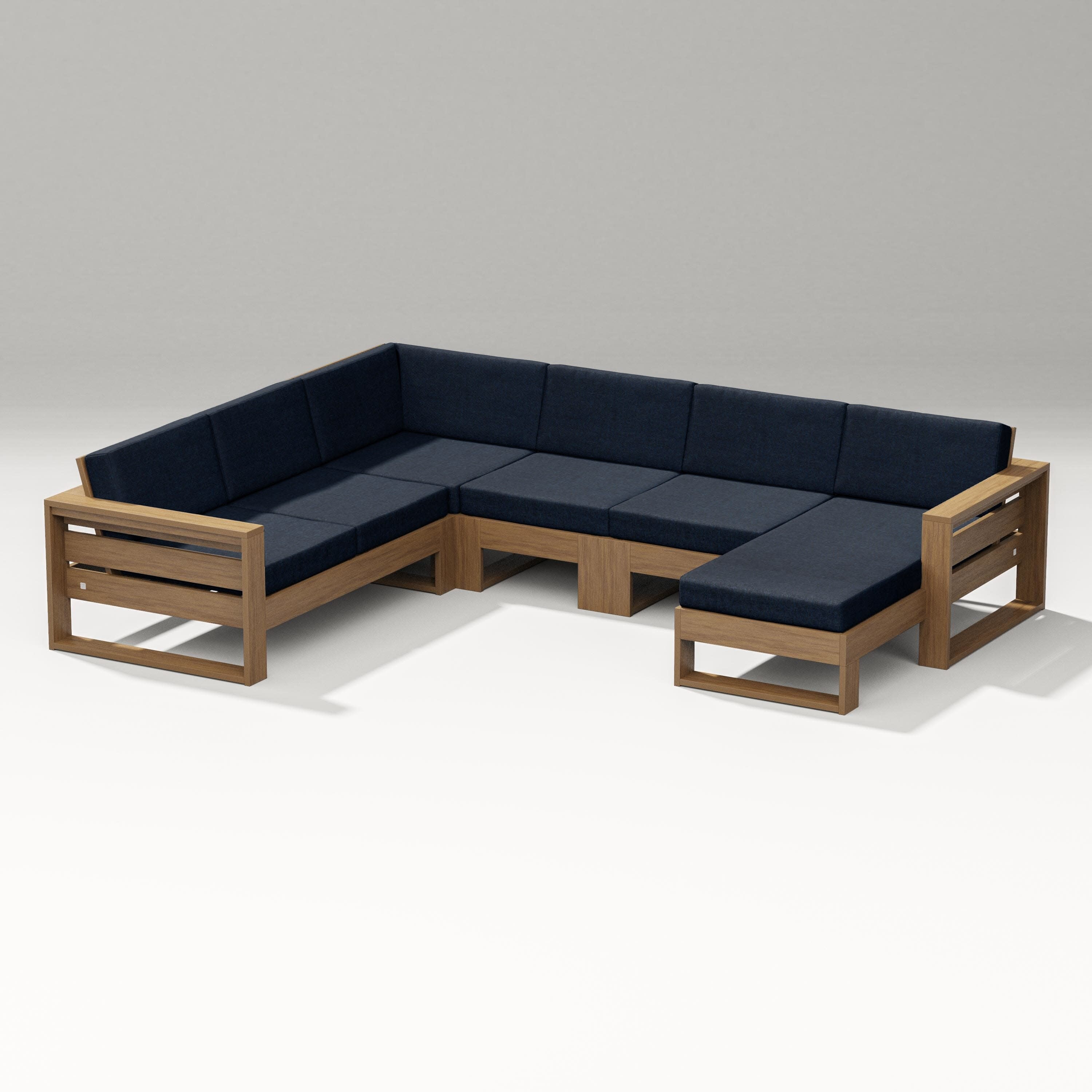 Latitude Corner Sectional with Right Chaise in Natural / Marine Indigo