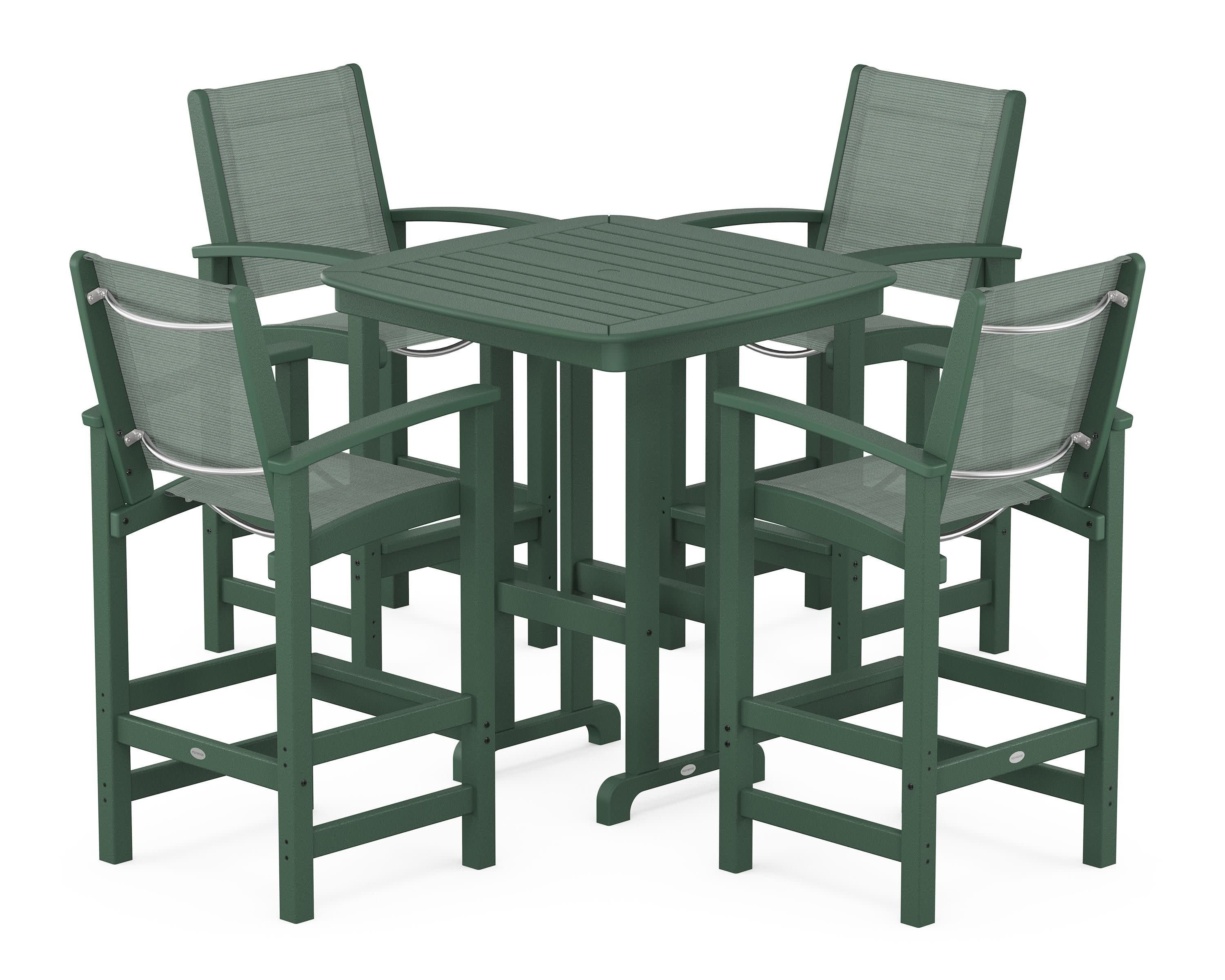 Coastal 5-Piece Bar Set in Green / Dupioni Sea Mist Sling