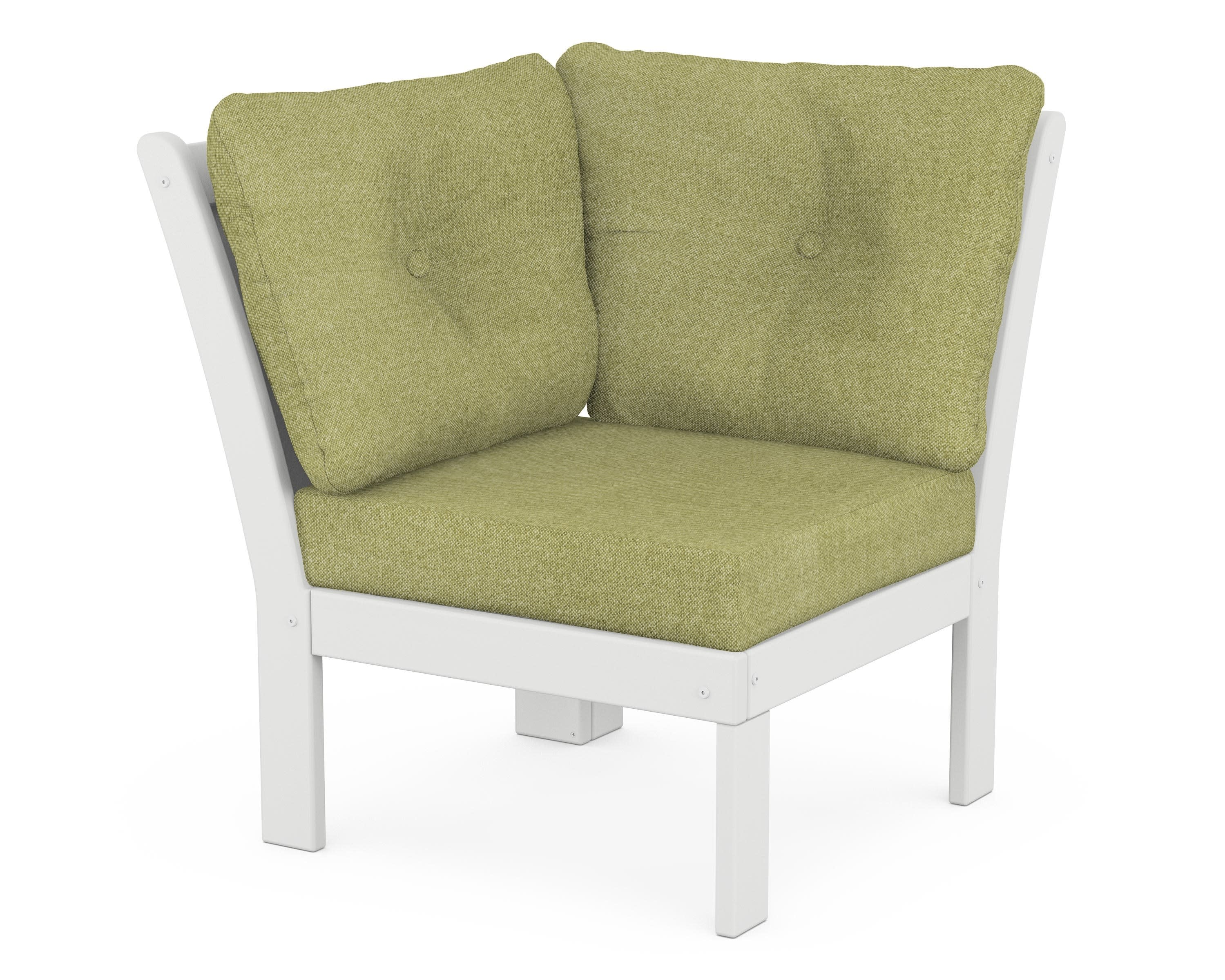 Vineyard Modular Corner Chair in White / Chartreuse Boucle