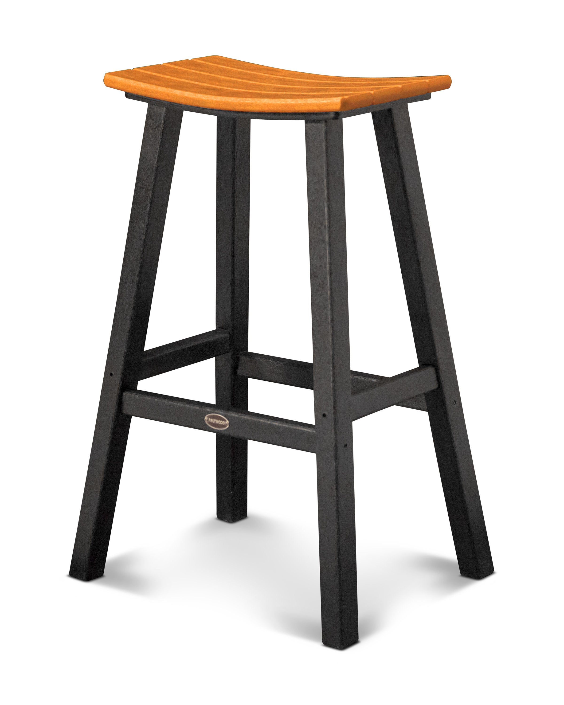 Contempo 30" Saddle Bar Stool in Black / Tangerine