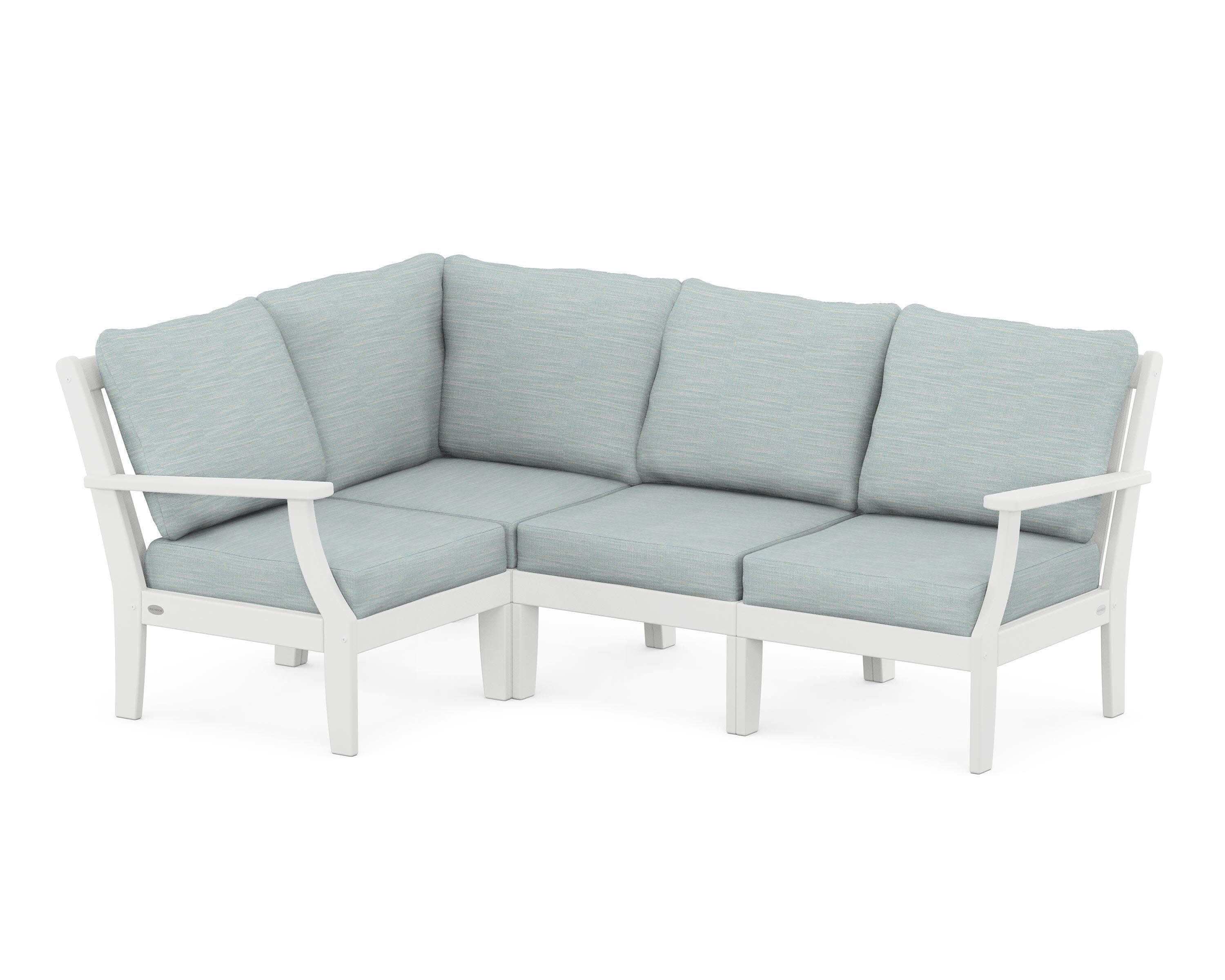 Braxton Modular 4-Piece Deep Seating Set in White / Soothe Mist