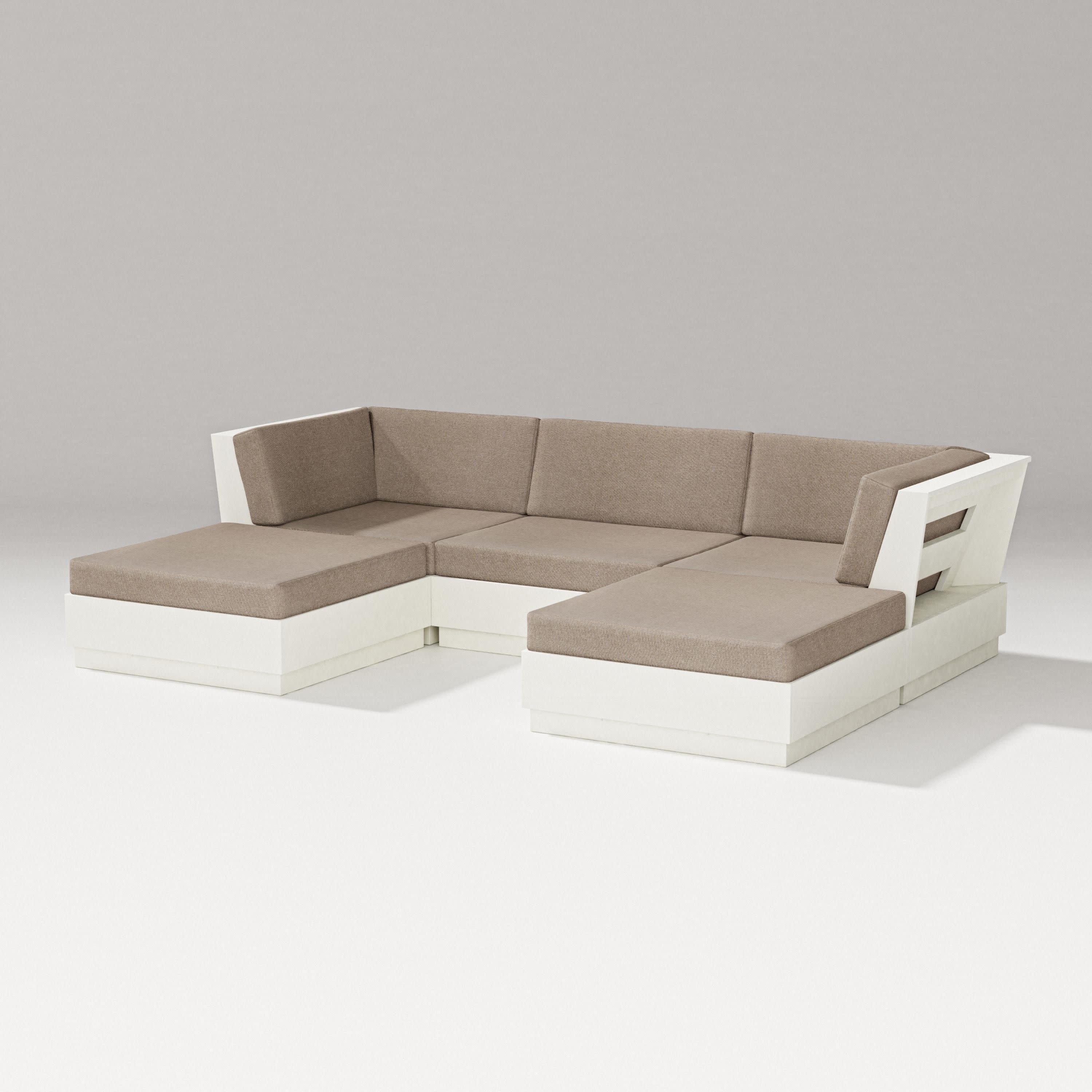 Elevate Double Chaise Sectional in Vintage White / Spiced Burlap