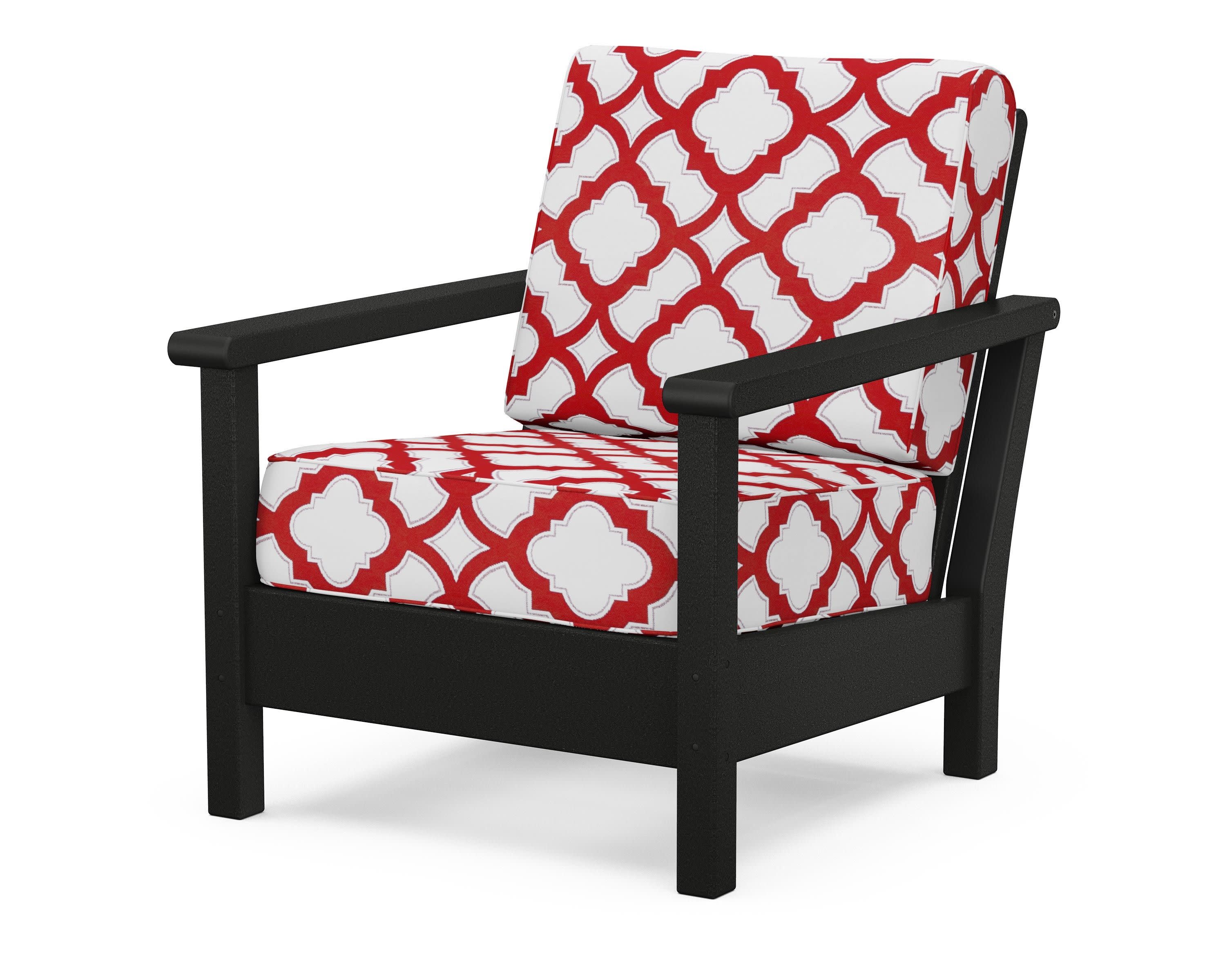 Harbour Deep Seating Chair in Black / Trellis Crimson