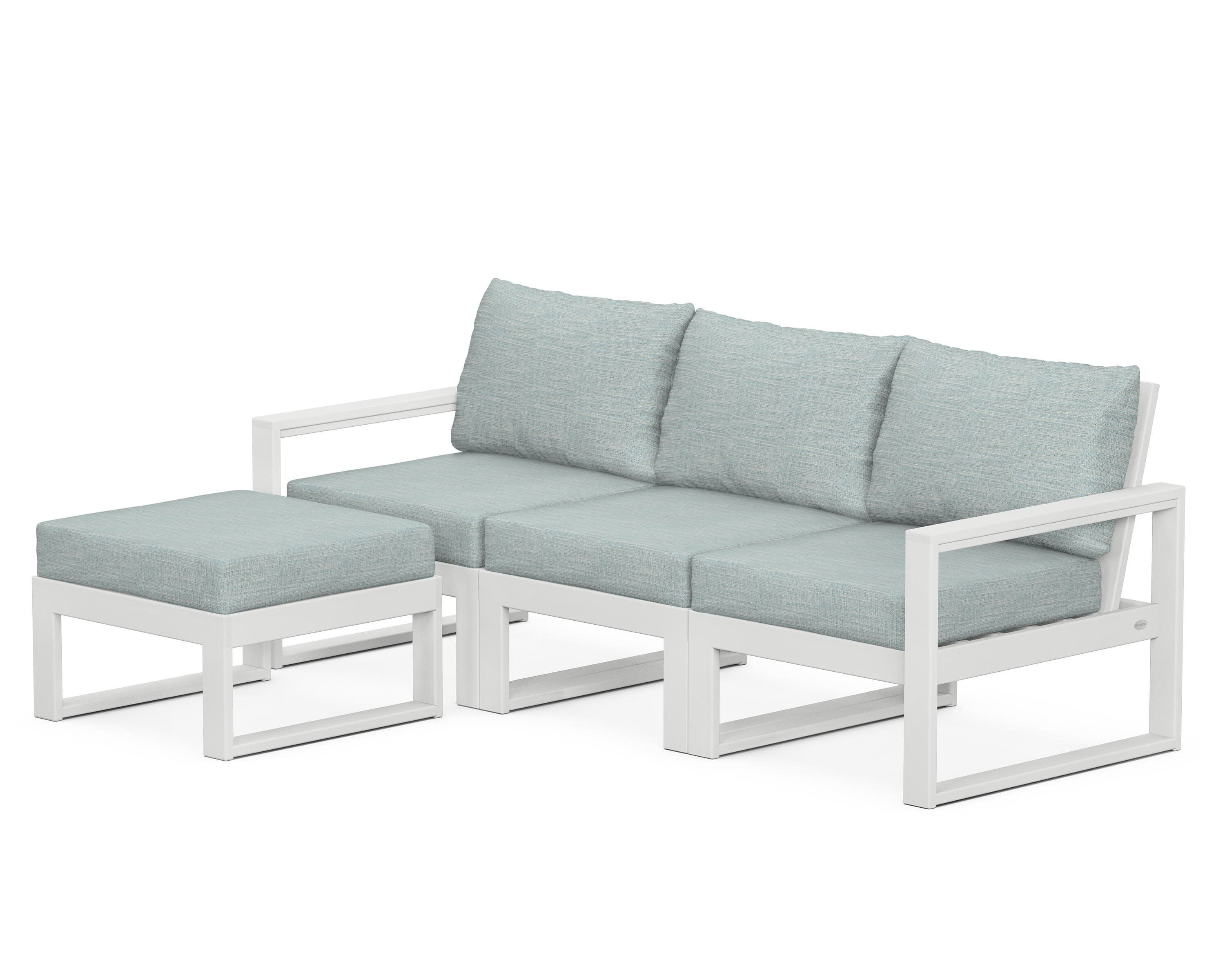 EDGE 4-Piece Modular Deep Seating Set with Ottoman in White / Soothe Mist