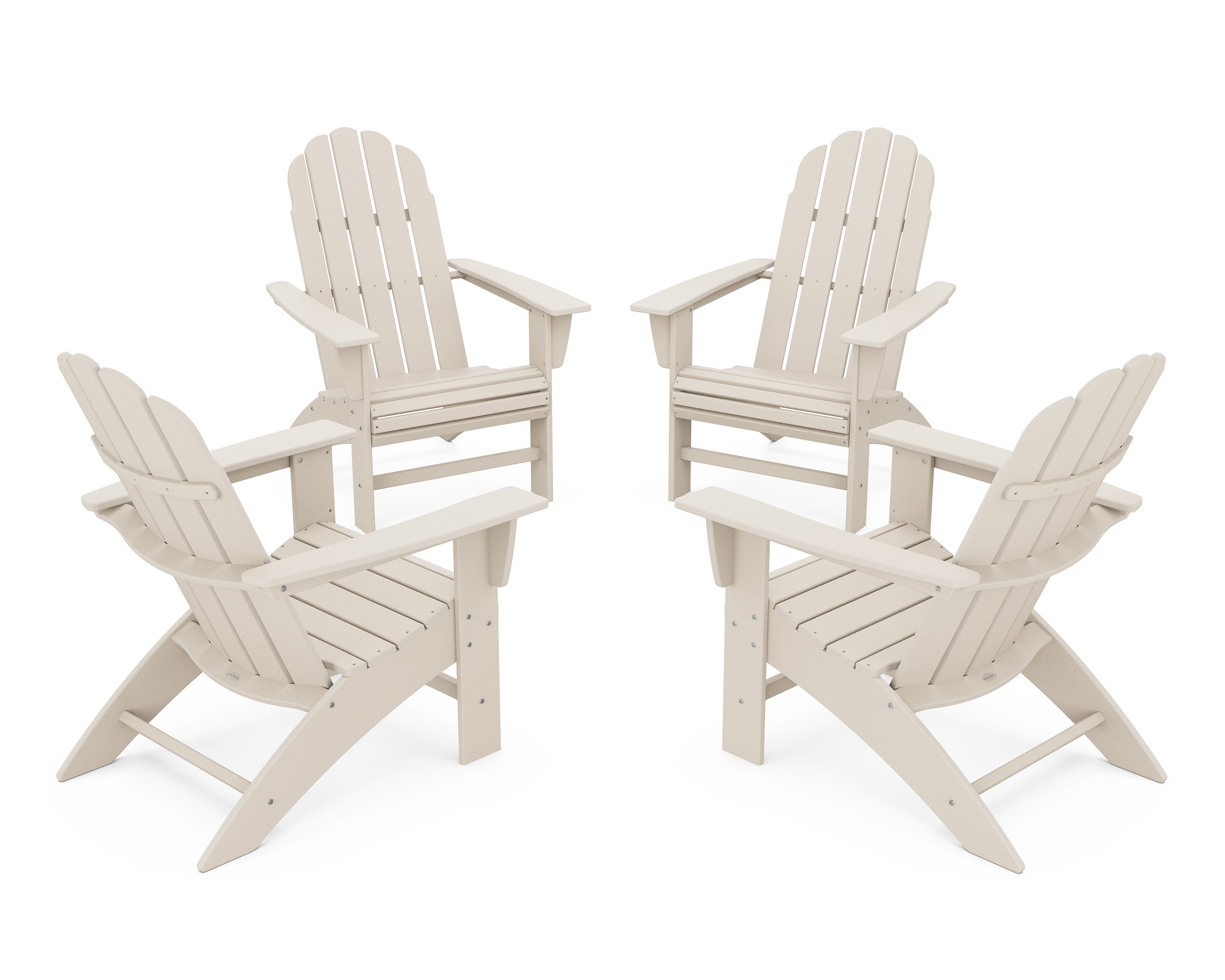 4-Piece Vineyard Curveback Adirondack Chair Conversation Set in Sand