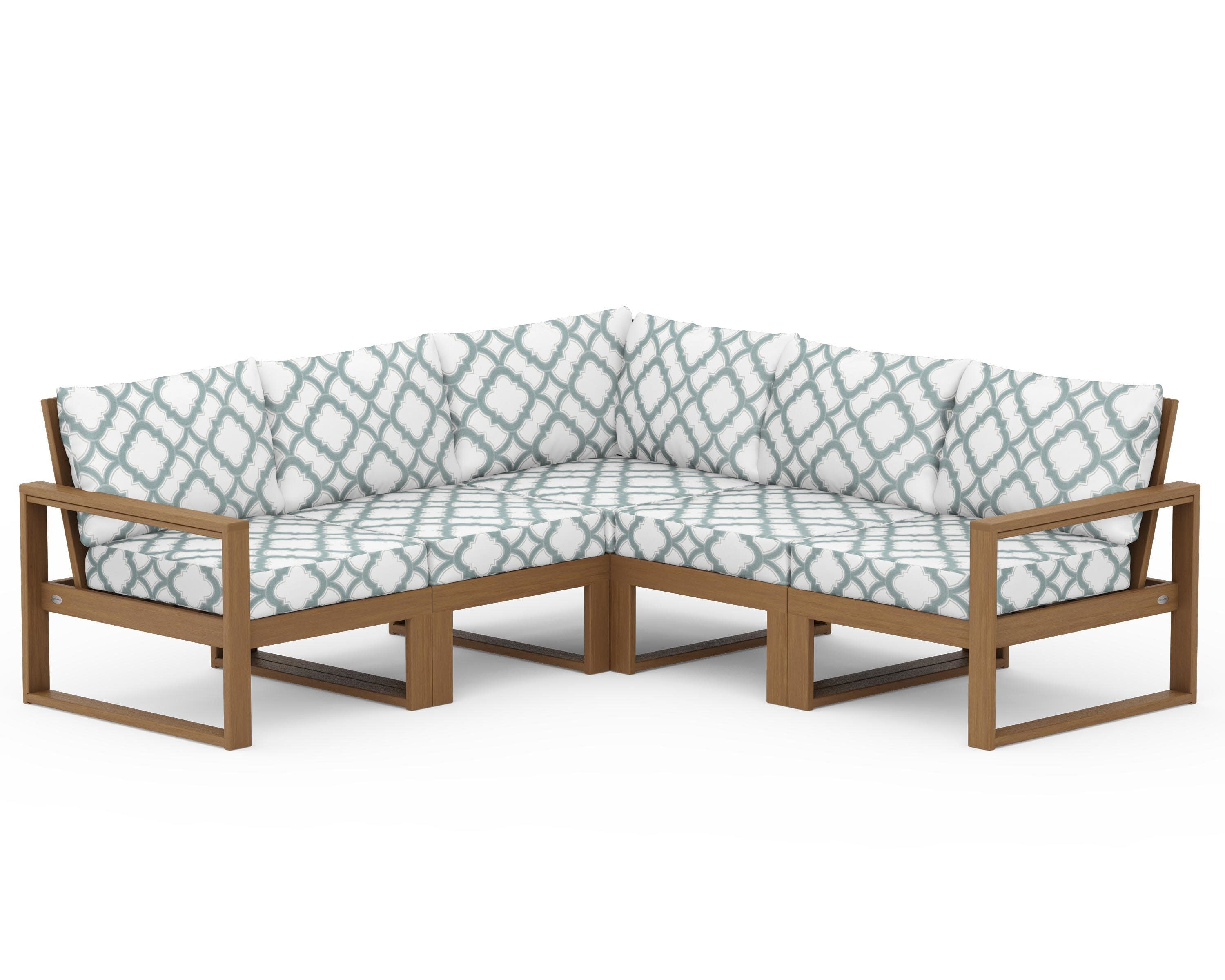 EDGE 5-Piece Modular Deep Seating Set in Natural / Trellis Glacier Spa
