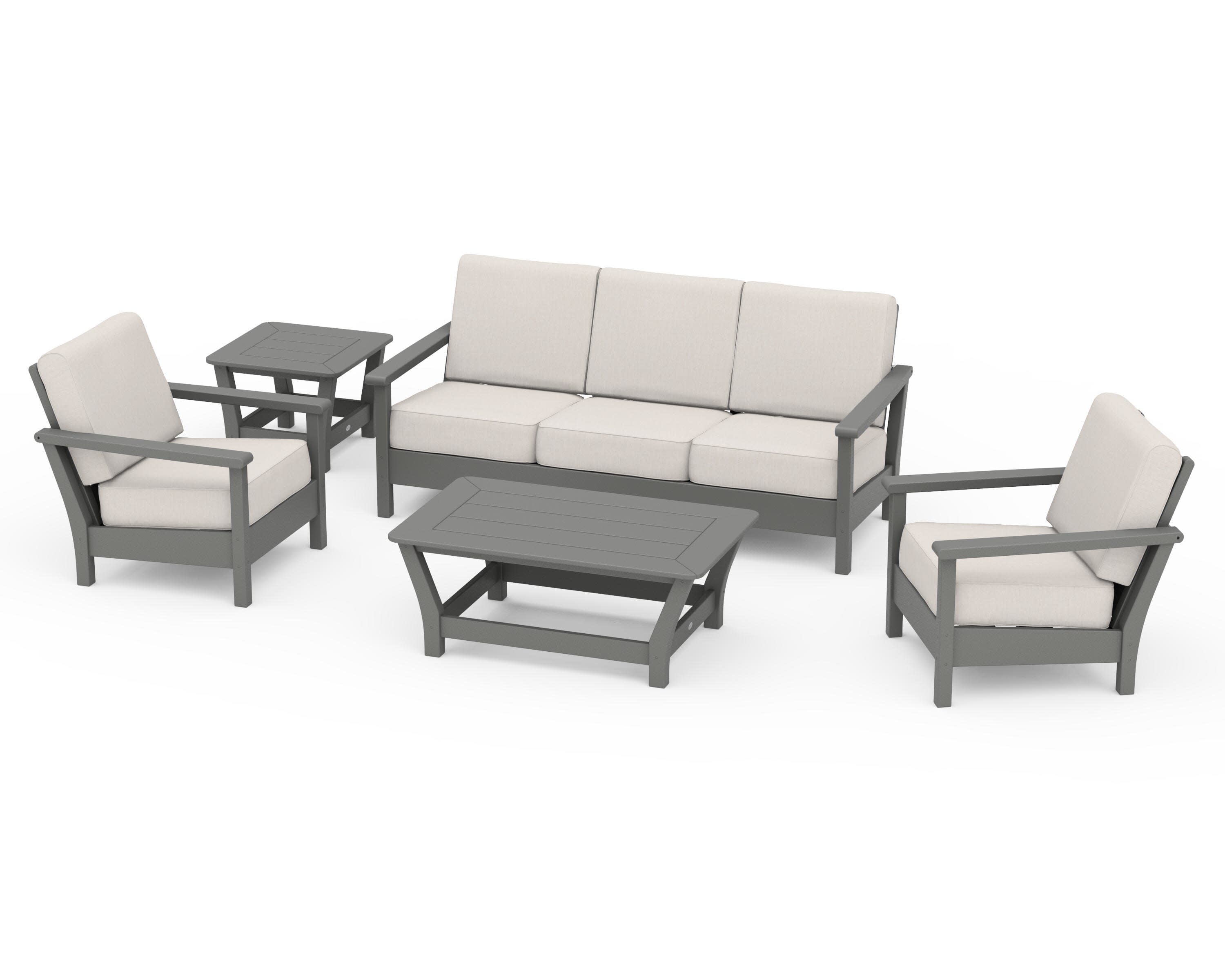 Harbour 5-Piece Deep Seating Set in Slate Grey / Cast Ash