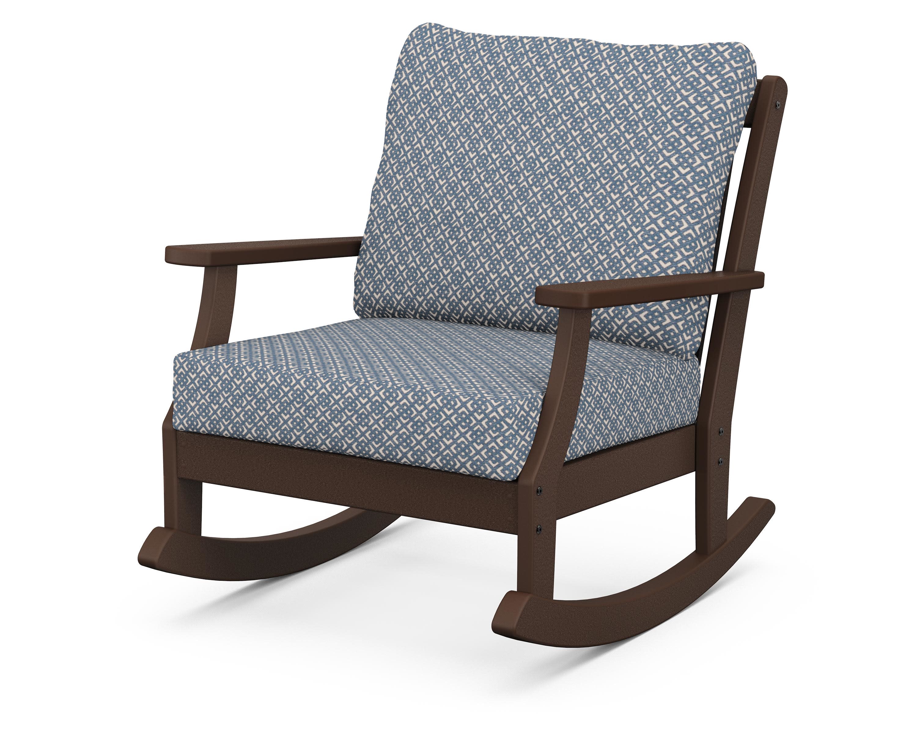 Braxton Deep Seating Rocking Chair in Mahogany / Hopscotch