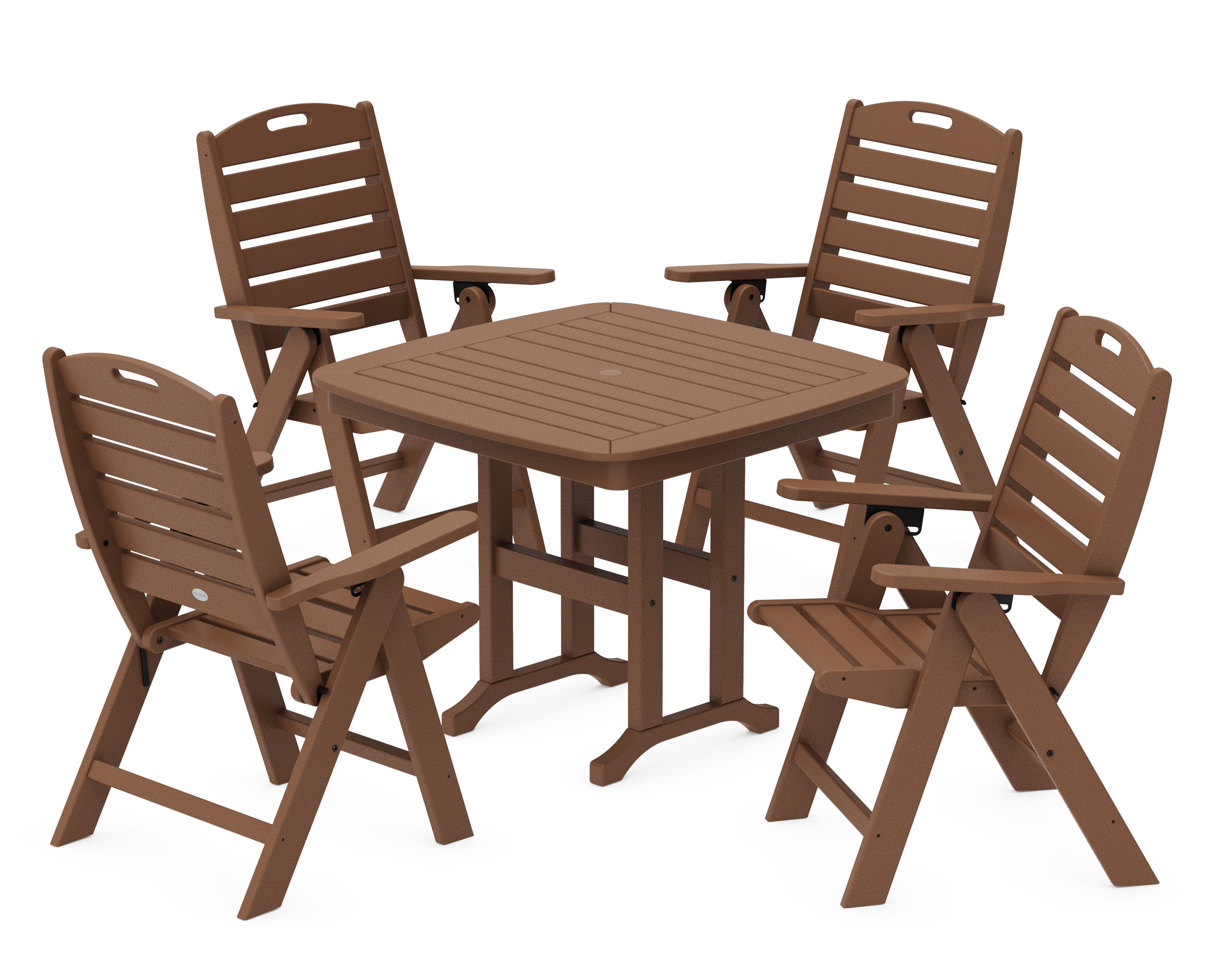 Nautical Folding Highback Chair 5-Piece Dining Set in Teak