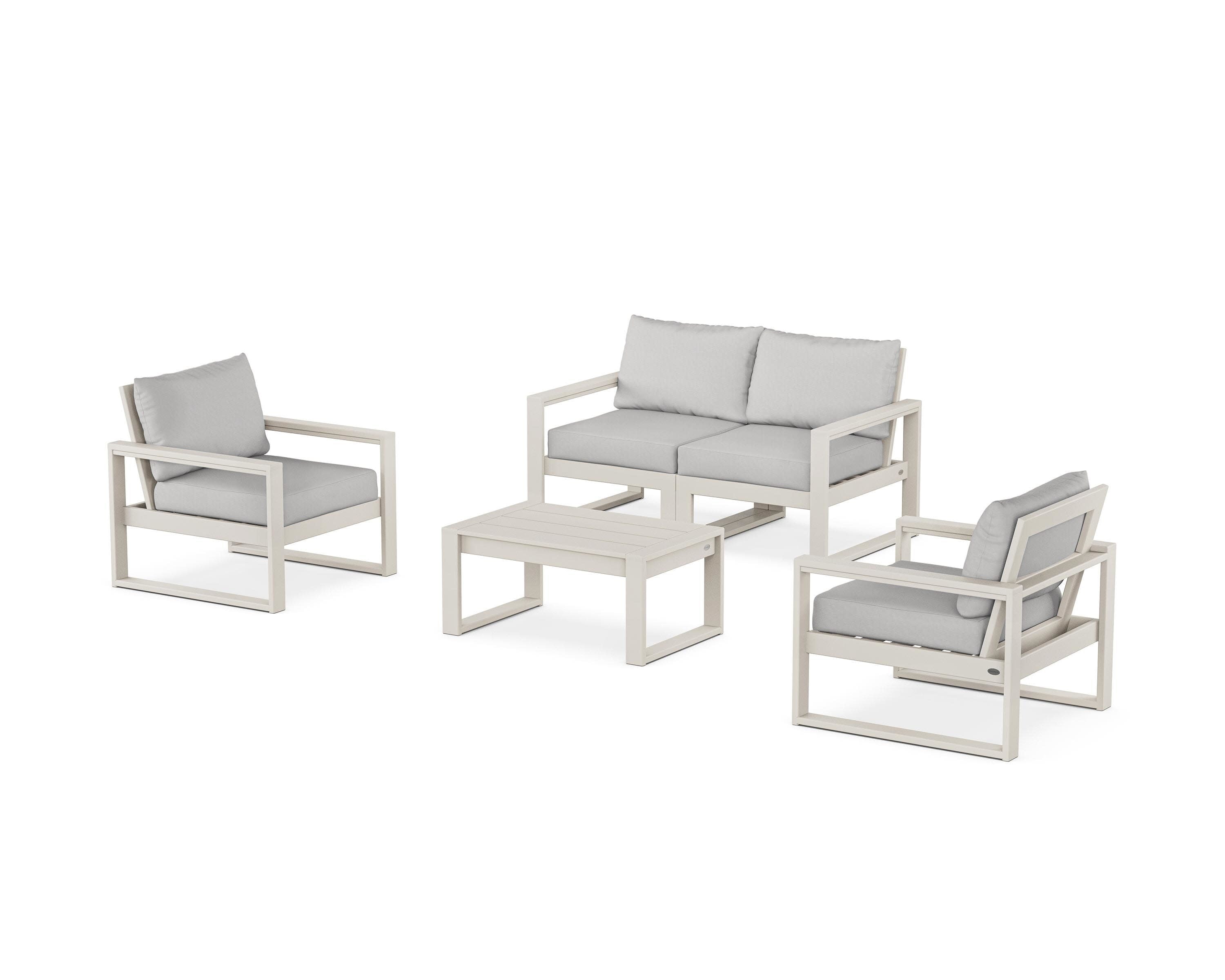 EDGE Sectional 4-Piece Deep Seating Set with Loveseat in Sand / Diamond in the Rough