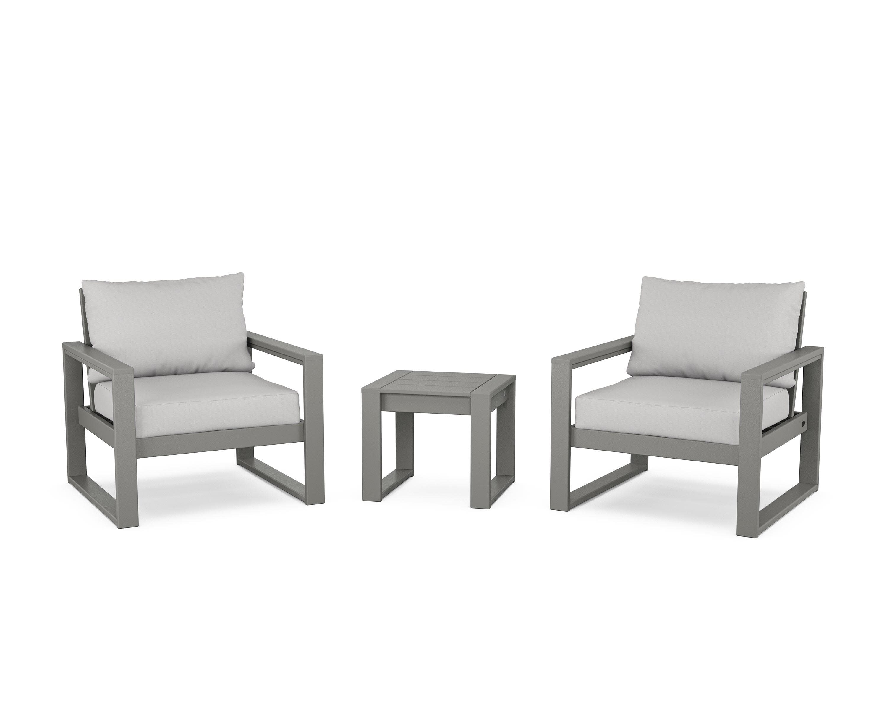 EDGE Sectional 3-Piece Deep Seating Set in Slate Grey / Diamond in the Rough