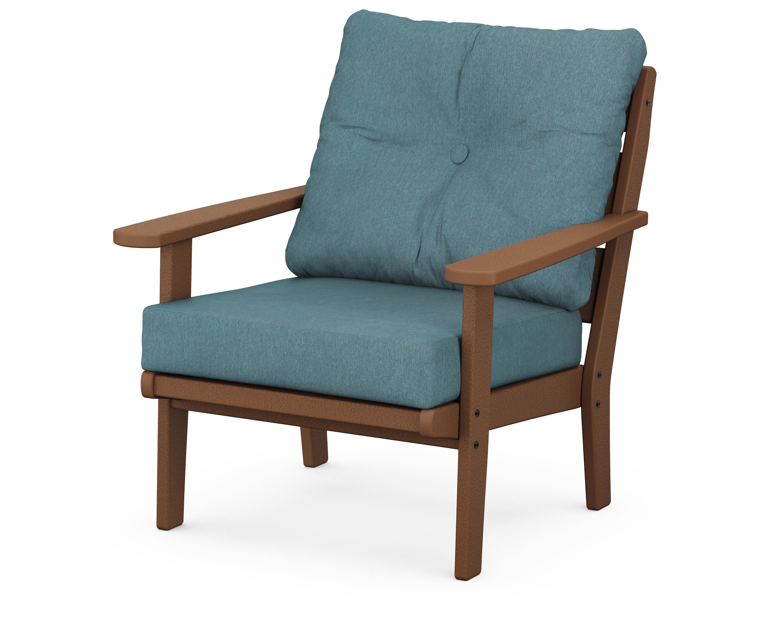 Lakeside Deep Seating Chair in Teak / Ocean Teal