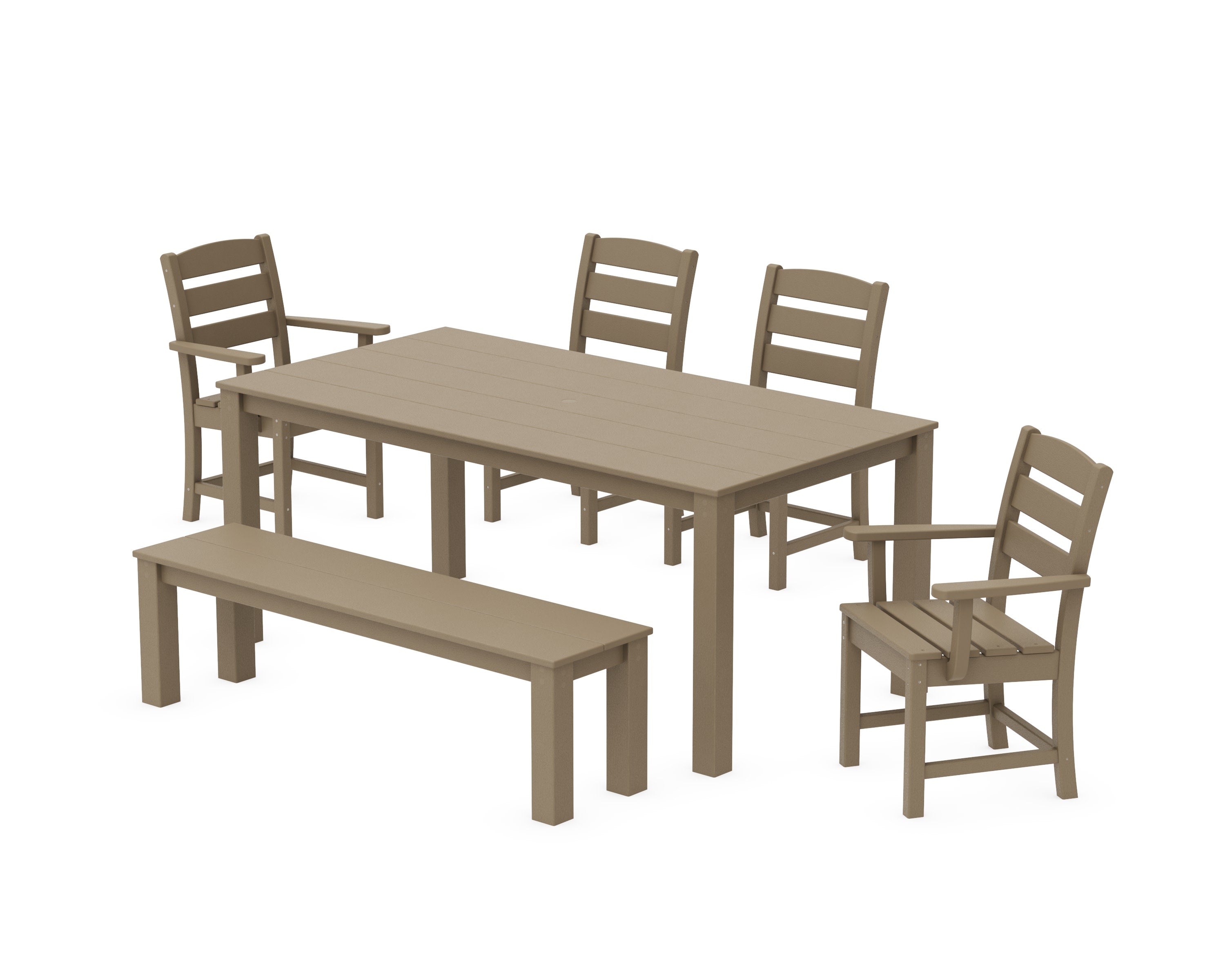 Lakeside 6-Piece Parsons Dining Set with Bench in Vintage Sahara