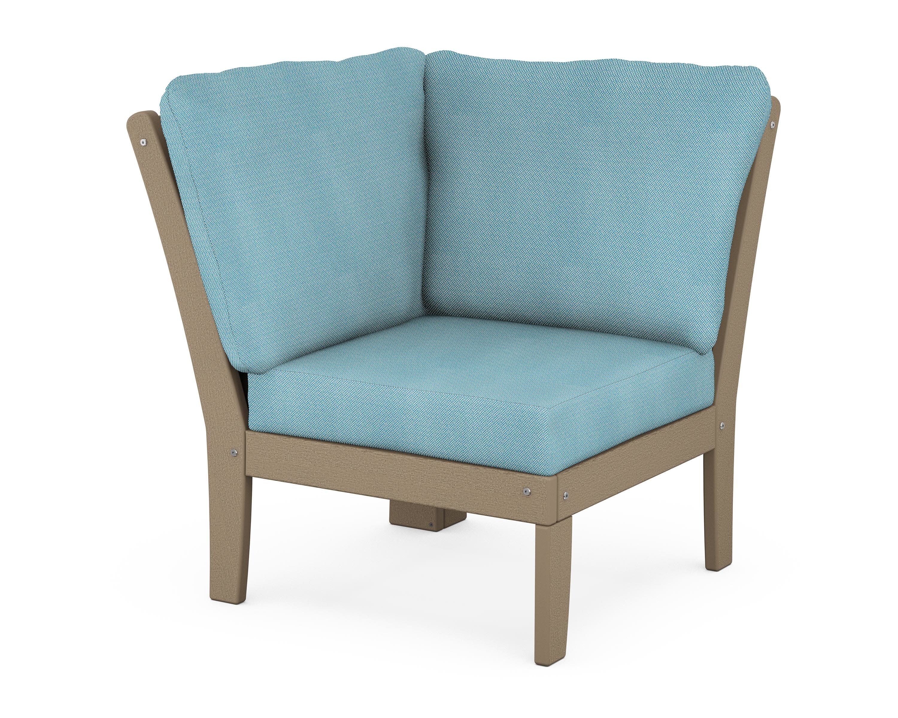 Braxton Modular Corner Chair in Vintage Sahara / Lattice Sky Blue