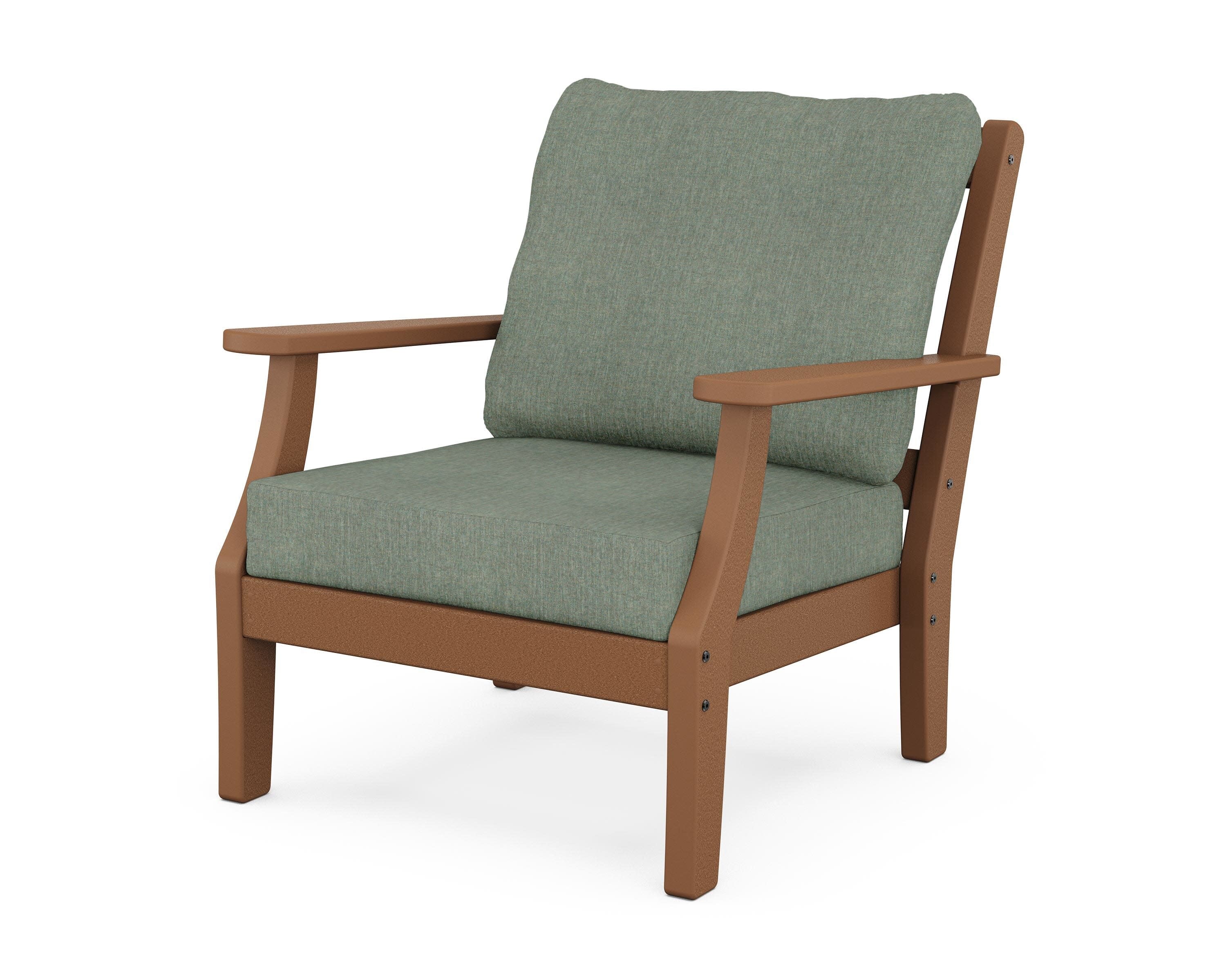 Chinoiserie Deep Seating Chair in Teak / Cast Sage