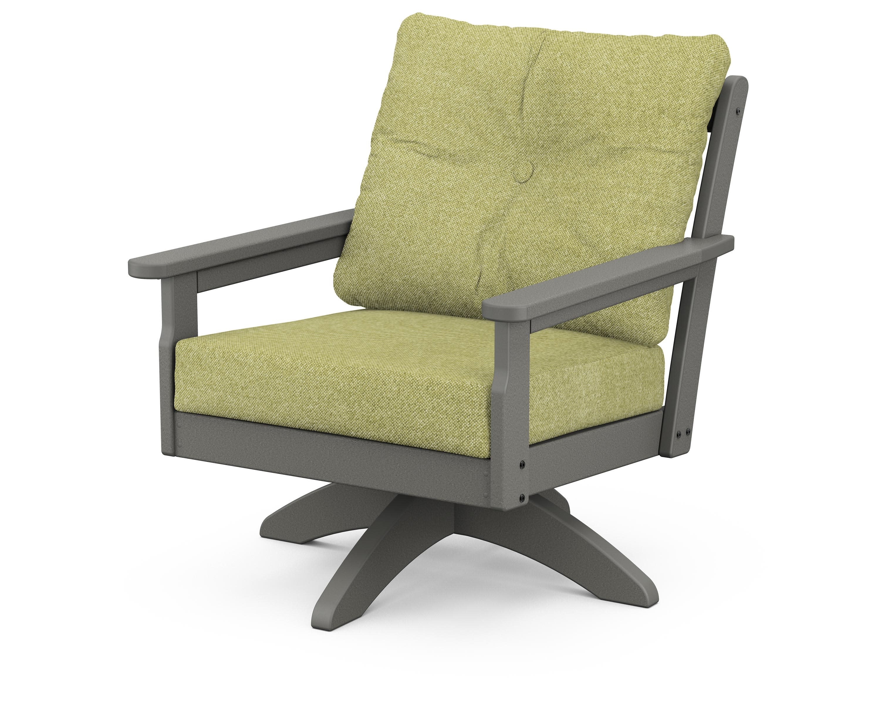 Vineyard Deep Seating Swivel Chair in Slate Grey / Chartreuse Boucle