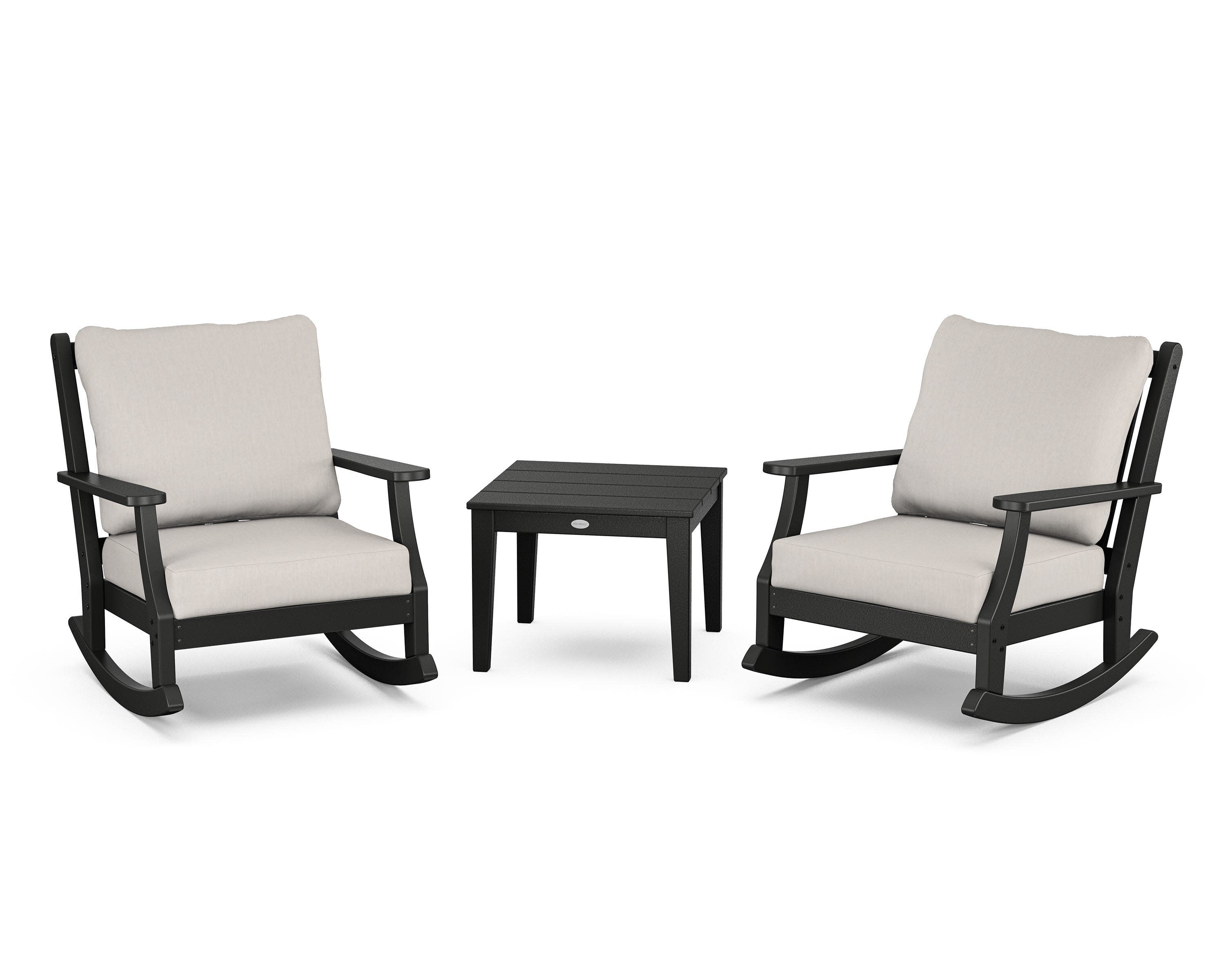 Wovendale 3-Piece Deep Seating Rocker Set in Black / Cast Ash