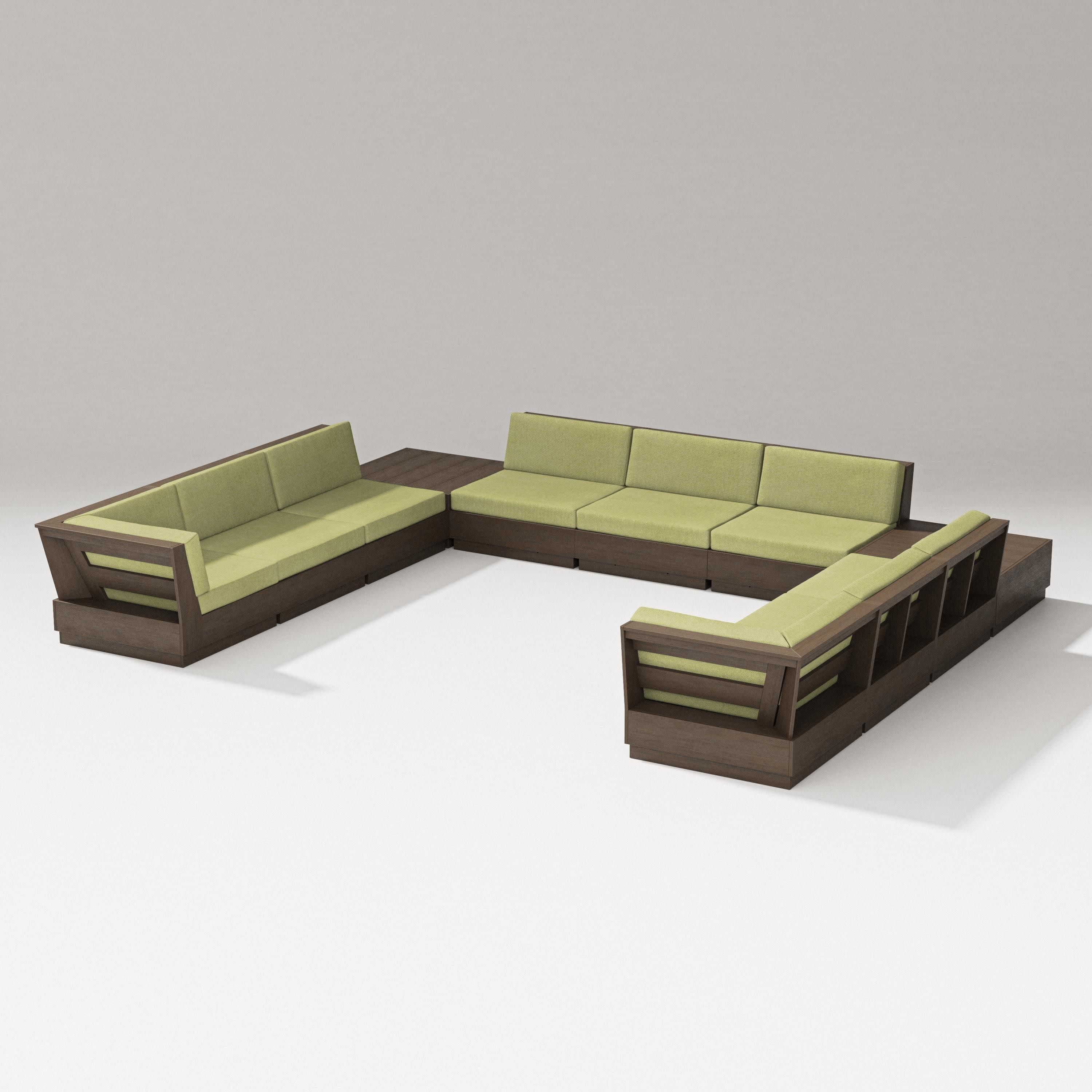 Elevate 11-Piece U-Shaped Sofa Sectional in Kona / Chartreuse Boucle