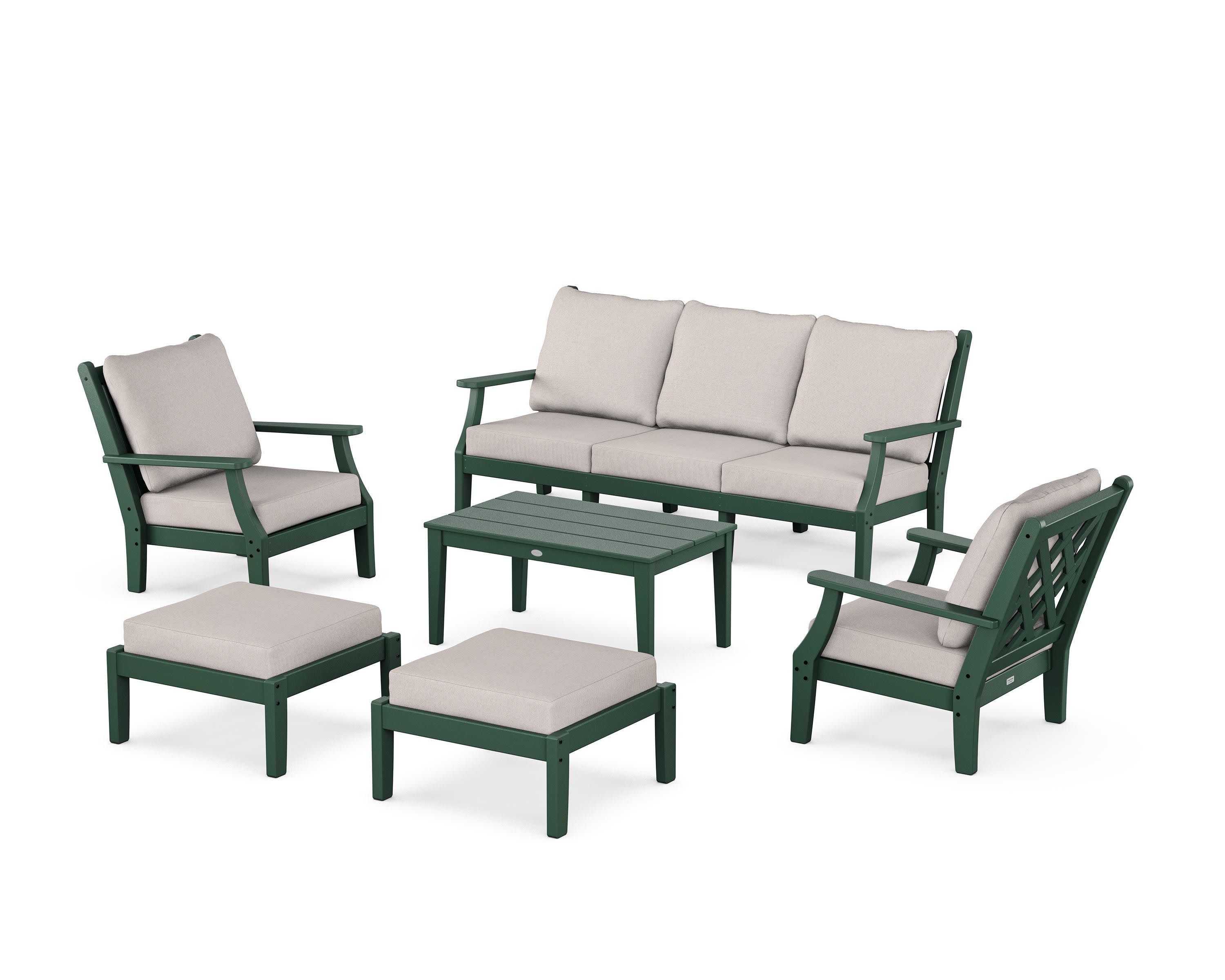 Wovendale 6-Piece Lounge Sofa Set in Green / Dune Burlap