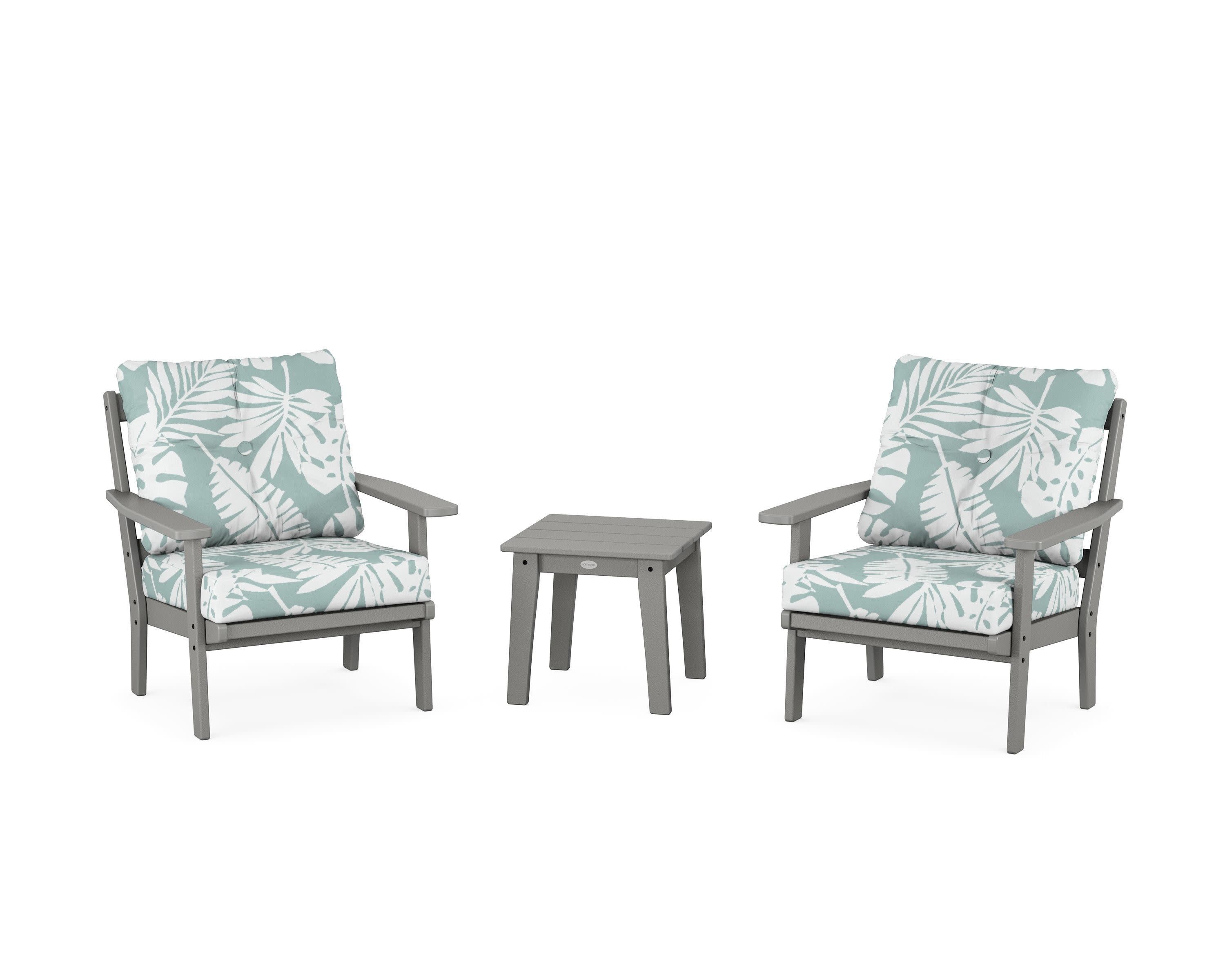 Oxford 3-Piece Deep Seating Set in Slate Grey / Leaf Glacier Spa