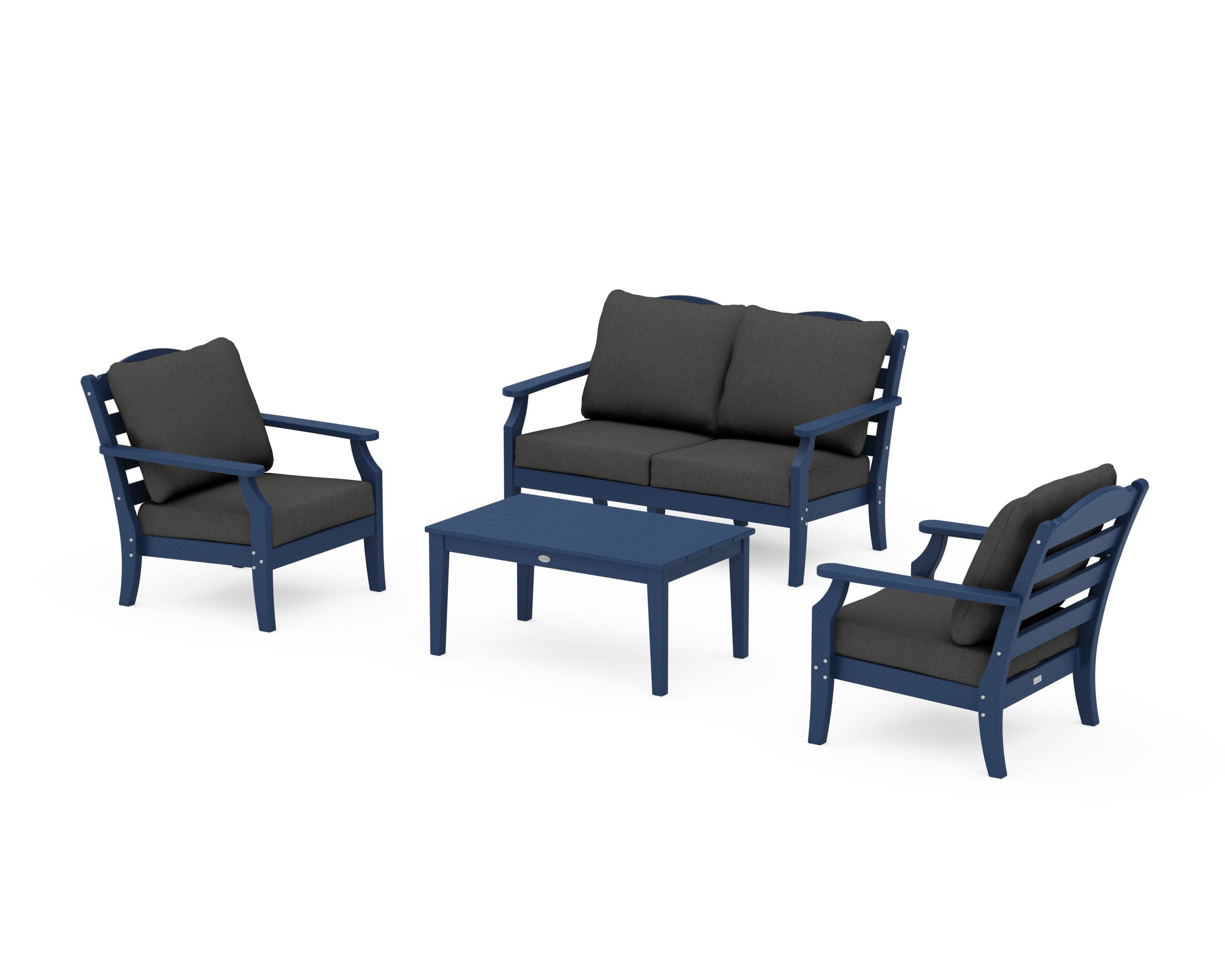 Savannah 4-Piece Deep Seating Set with Loveseat in Navy / Spectrum Carbon