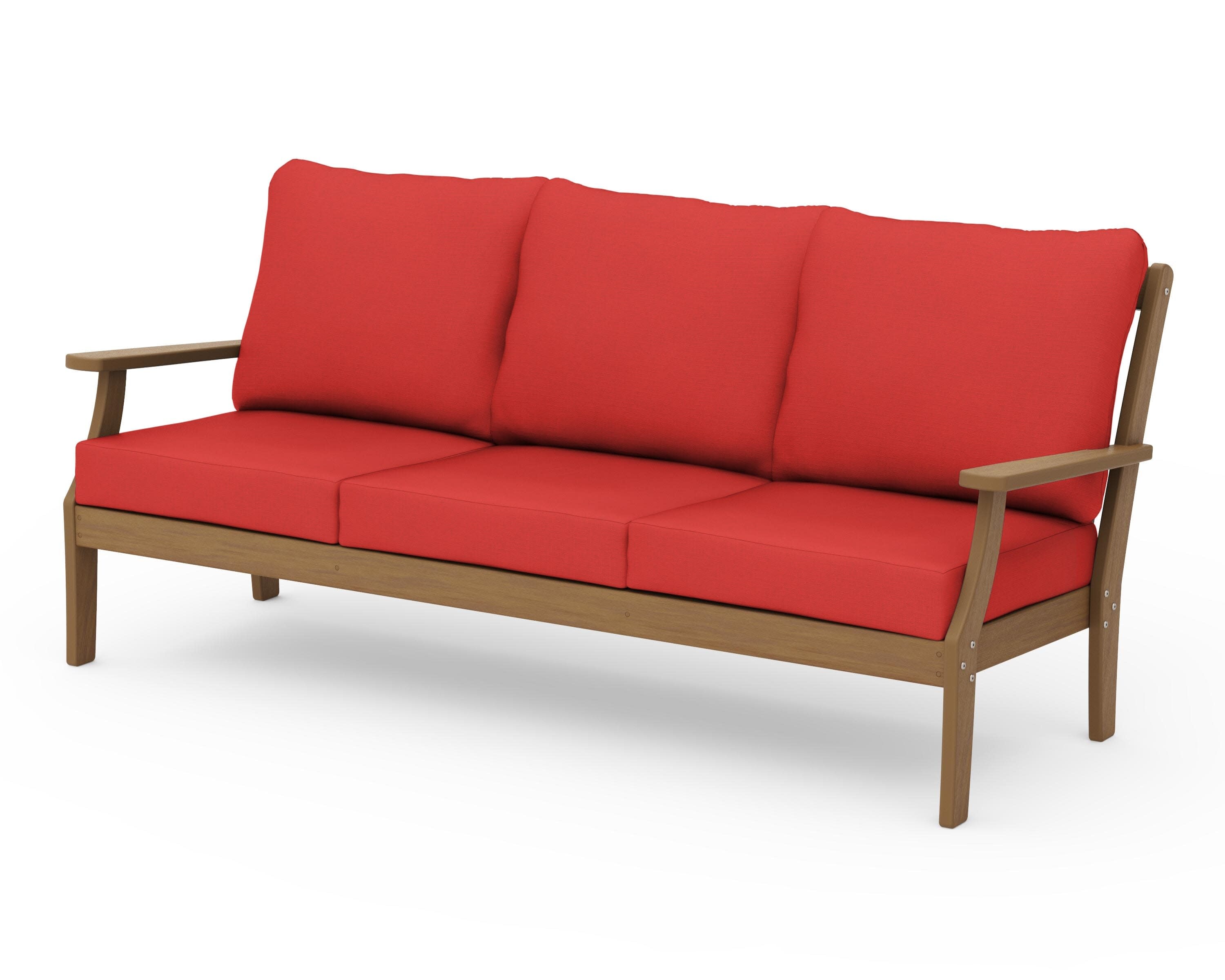 Braxton Deep Seating Sofa in Natural / Crimson Linen