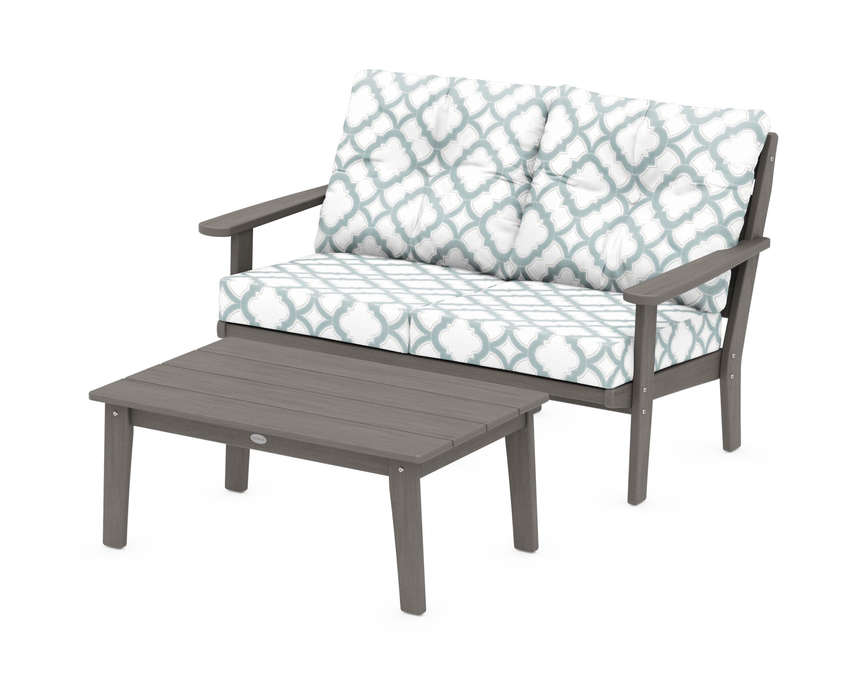 Lakeside 2-Piece Lounge Loveseat Set in Driftwood / Trellis Glacier Spa
