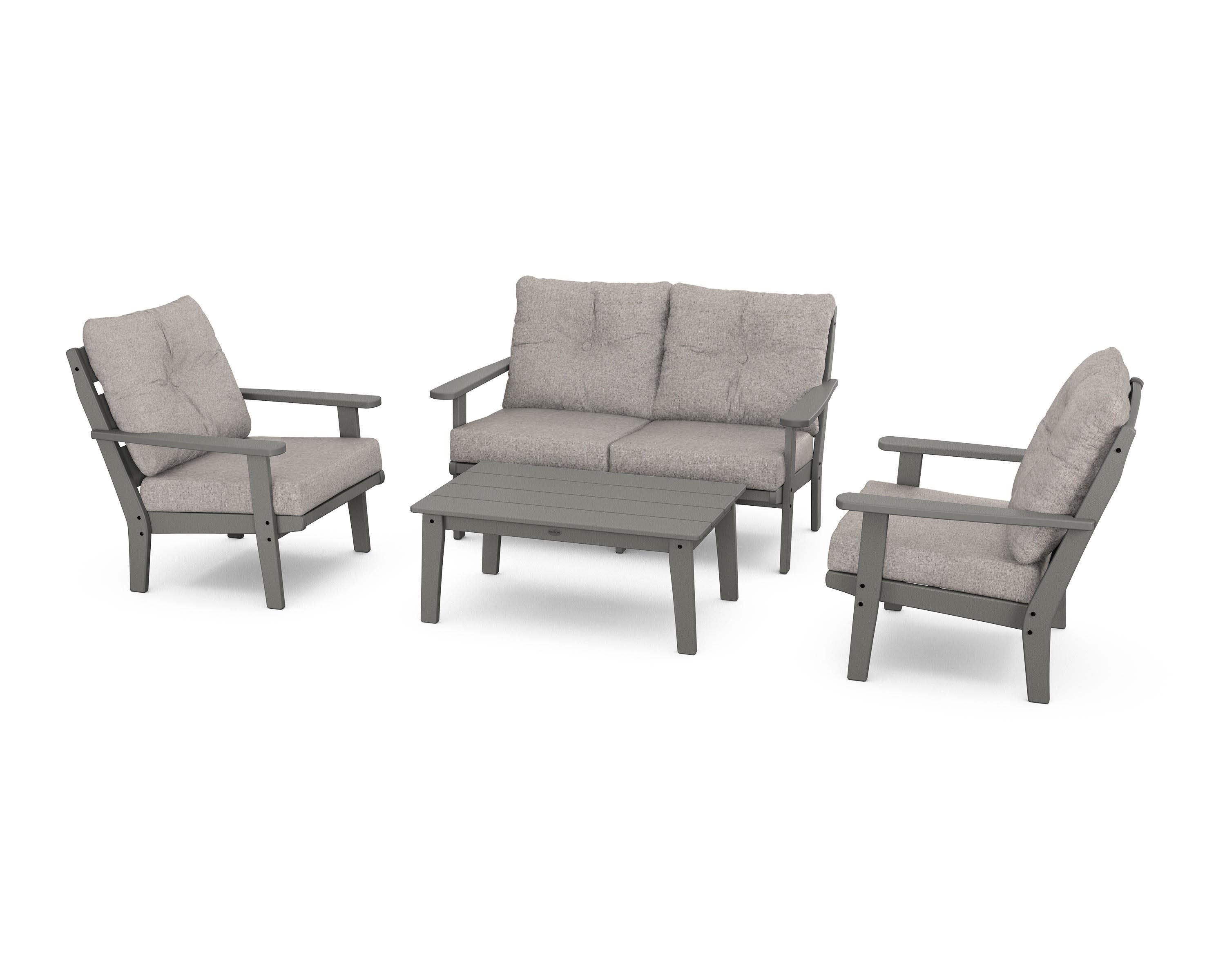 Lakeside 4-Piece Deep Seating Set in Slate Grey / Weathered Tweed