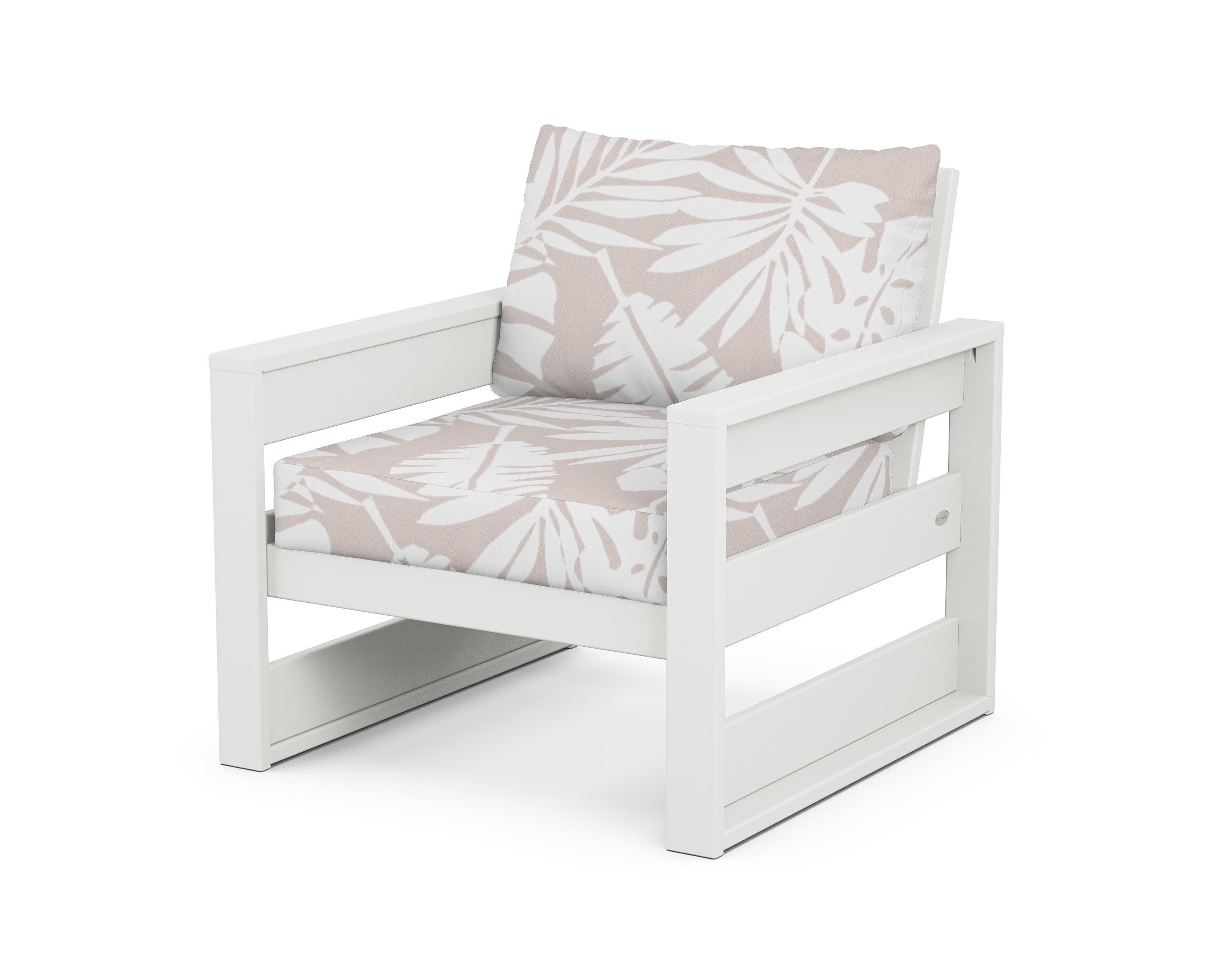 Westport Club Chair in White / Leaf Dune Burlap