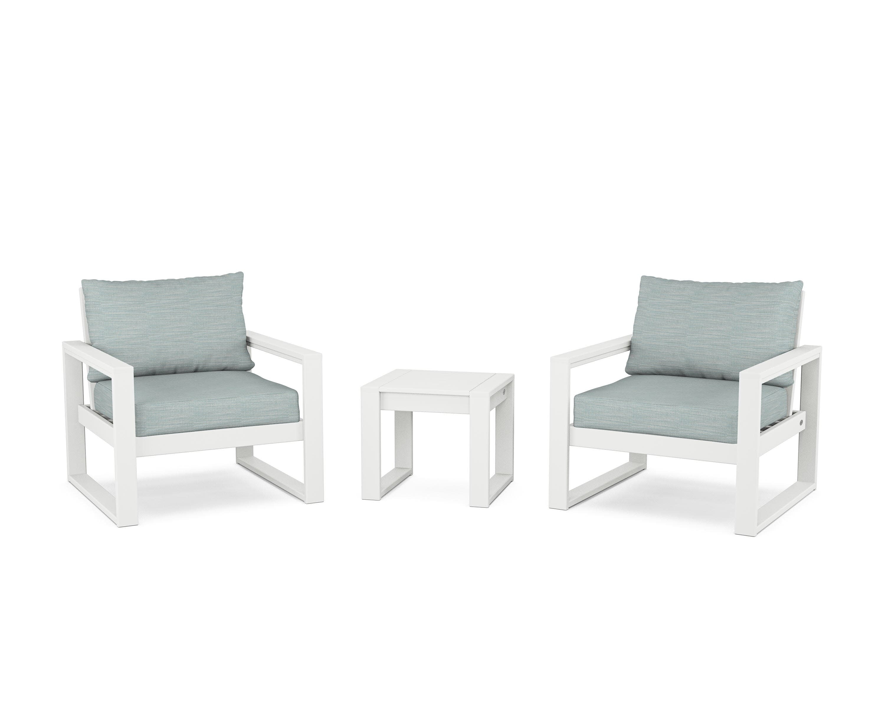 EDGE Sectional 3-Piece Deep Seating Set in White / Soothe Mist