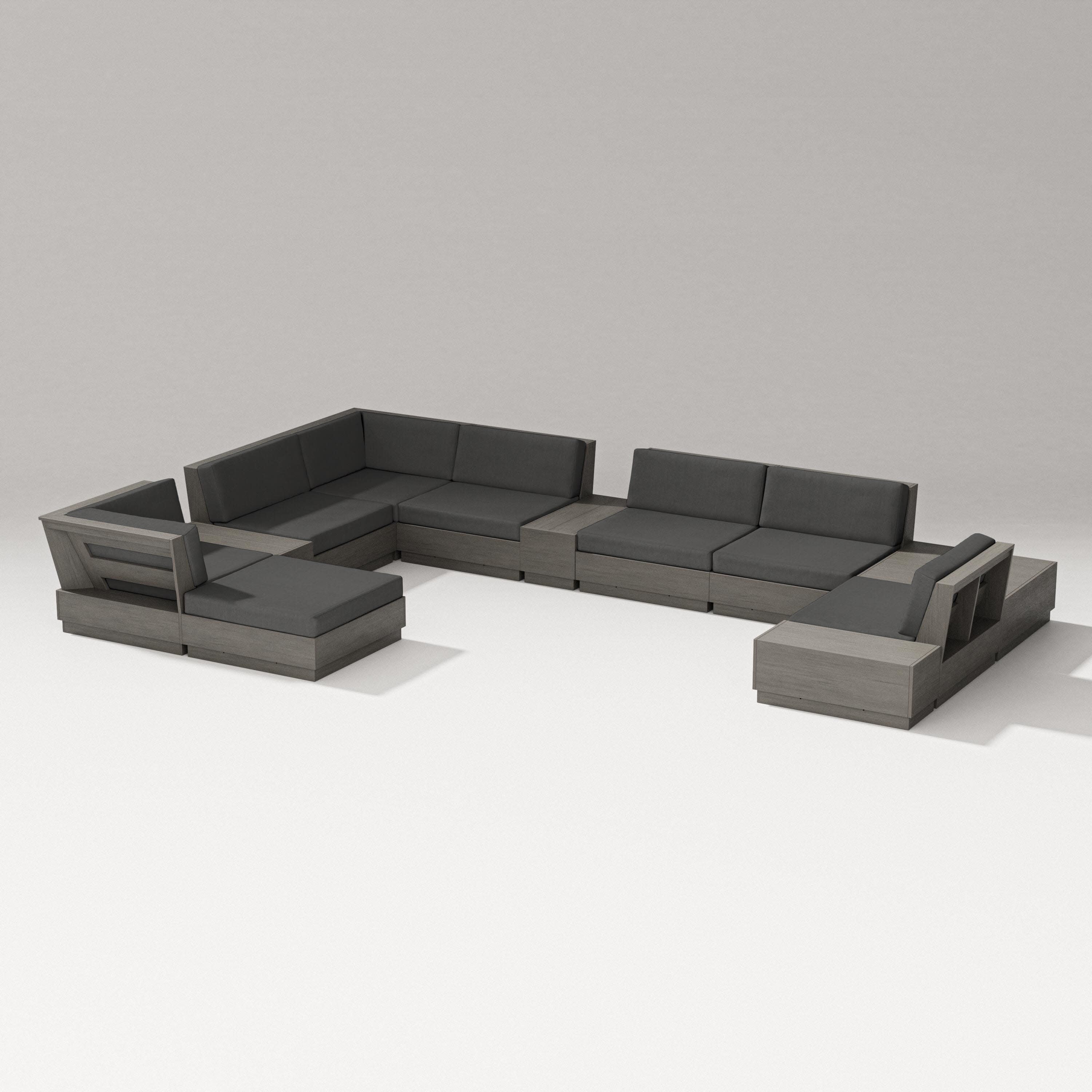 Elevate 12-Piece Conversation Sectional Set in Driftwood / Spectrum Carbon