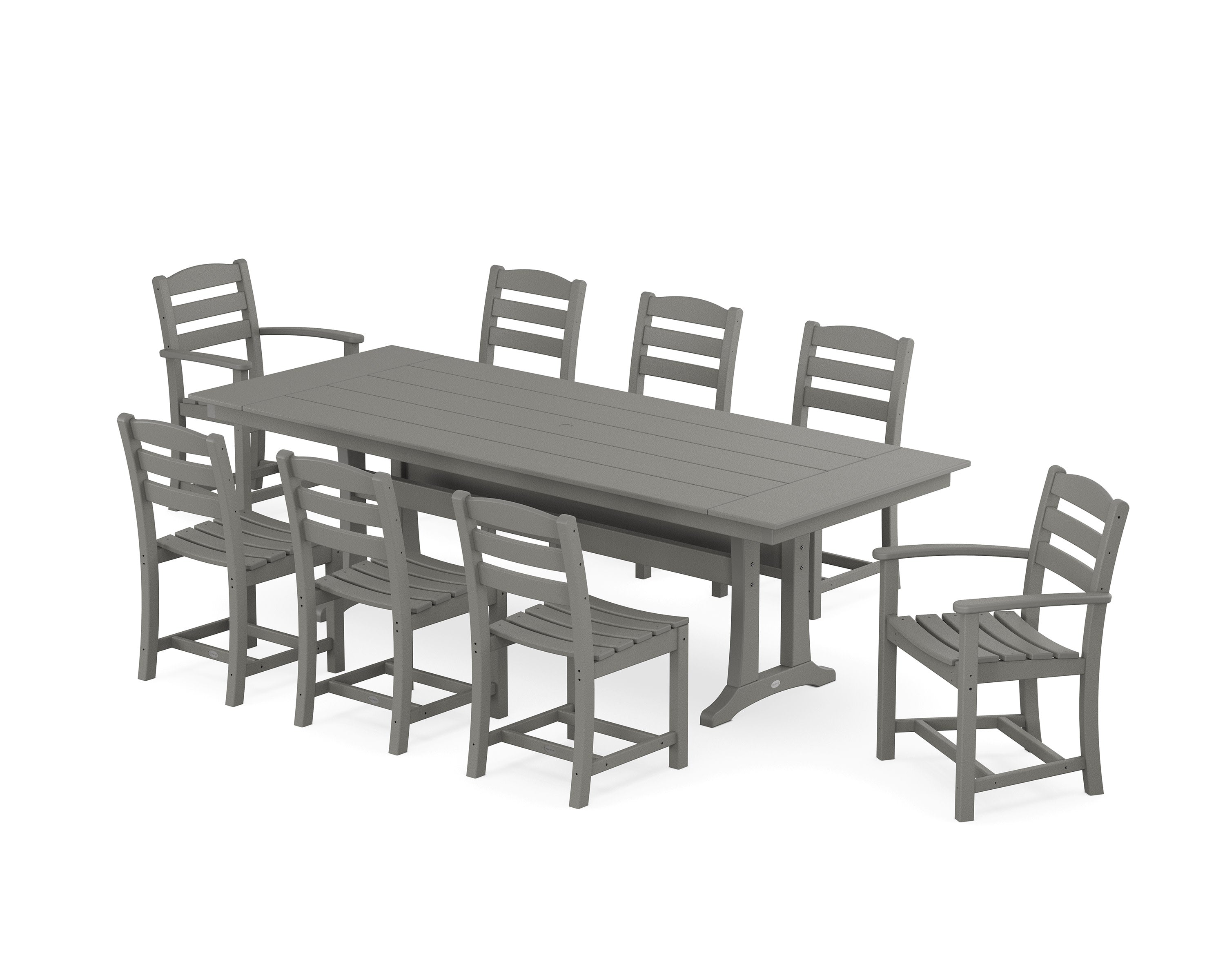 La Casa Caf 9-Piece Farmhouse Dining Set with Trestle Legs in Slate Grey