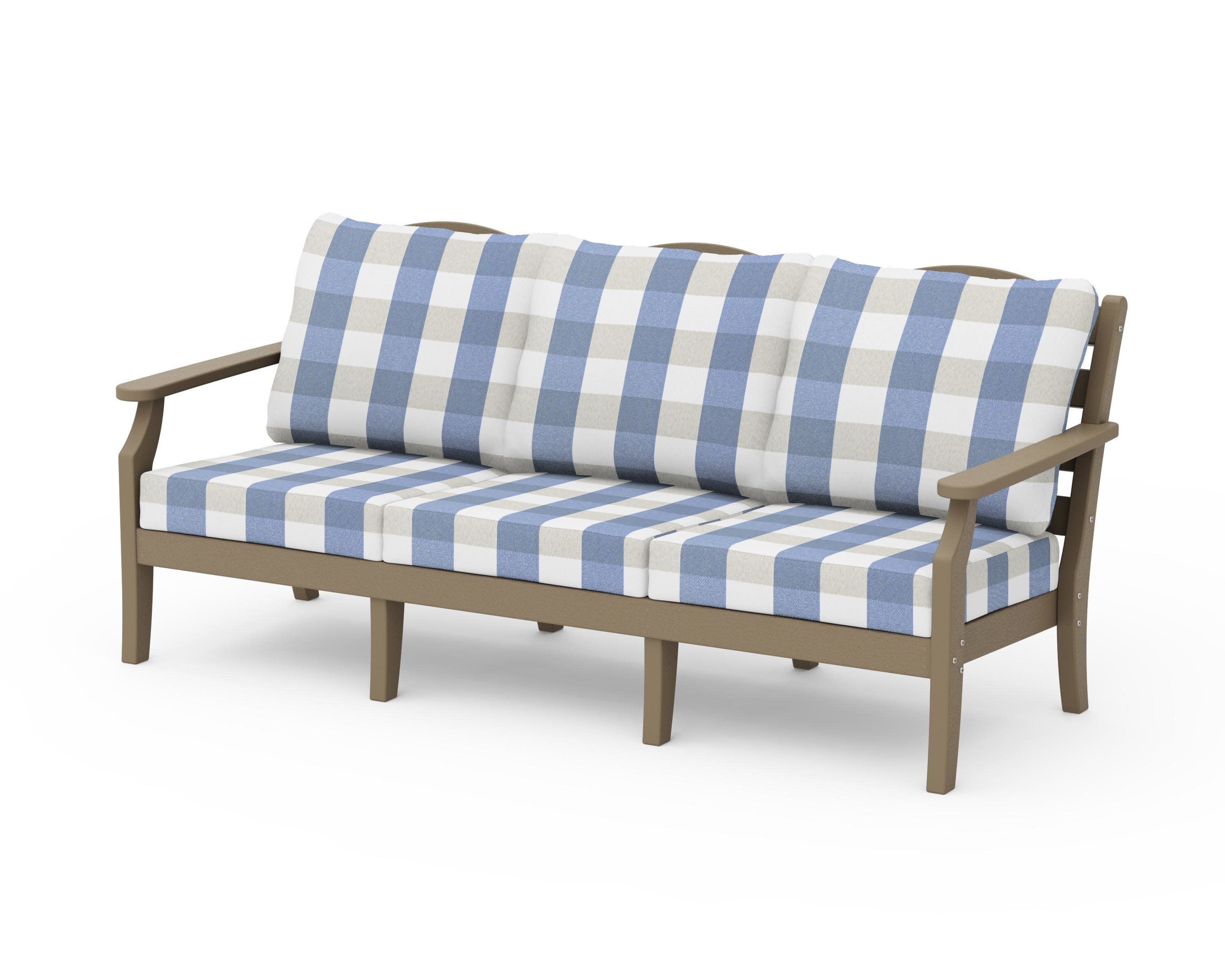 Savannah Deep Seating Sofa in Vintage Sahara / Buffalo Plaid Sky Blue