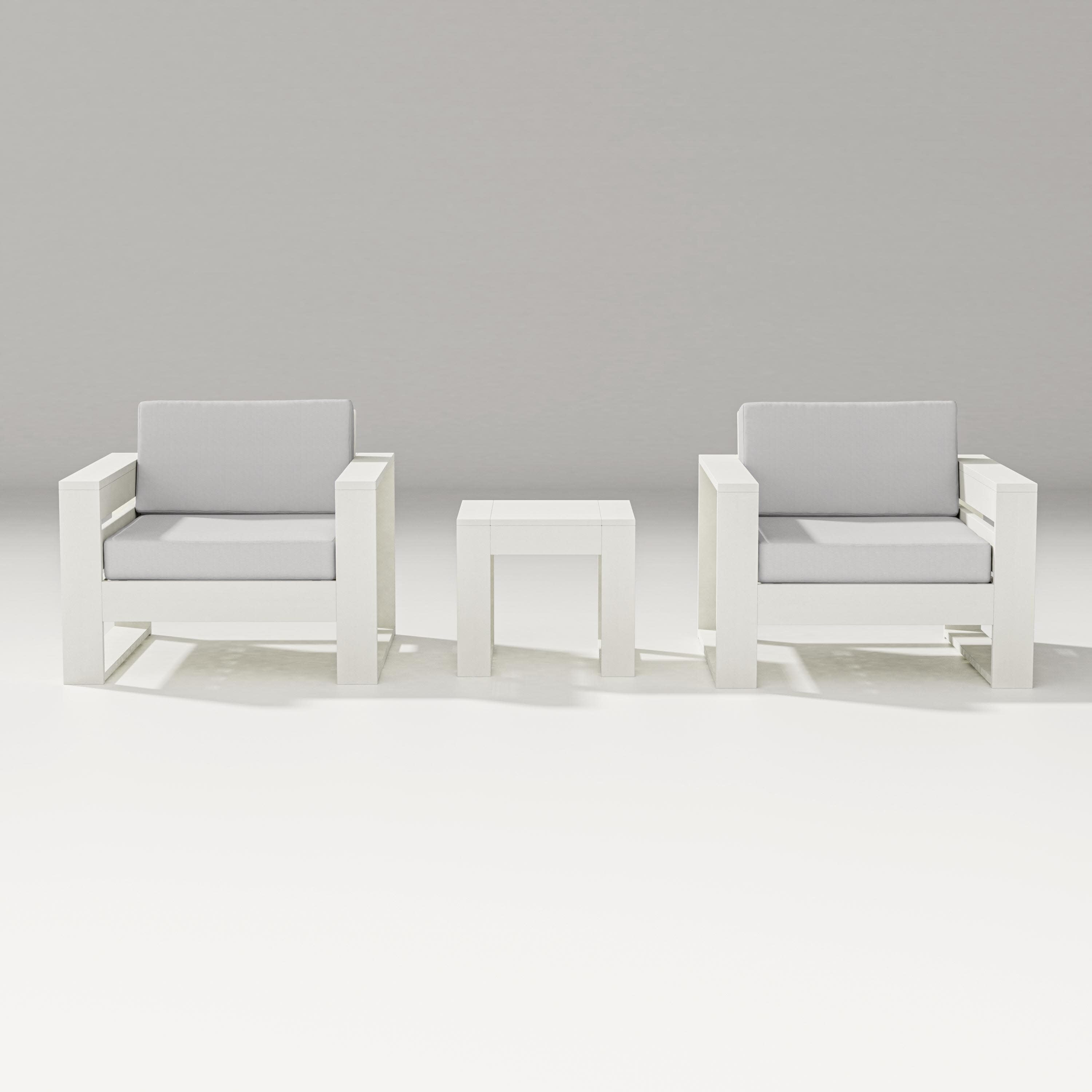 Latitude 3-Piece Lounge Chair Set in Vintage White / Diamond in the Rough