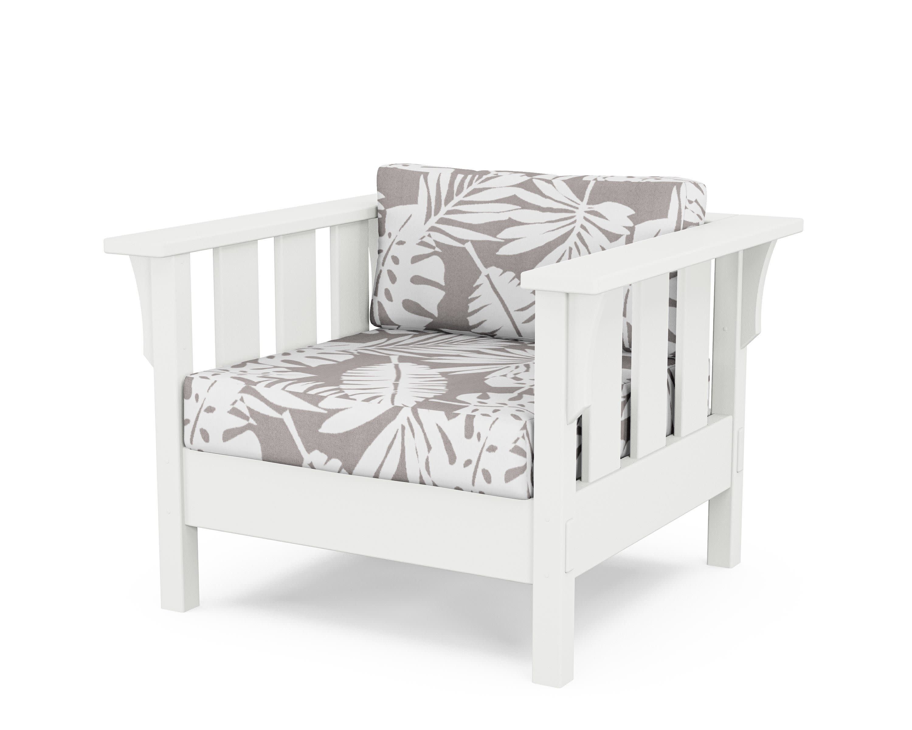 Acadia Deep Seating Chair in White / Leaf Grey Mist