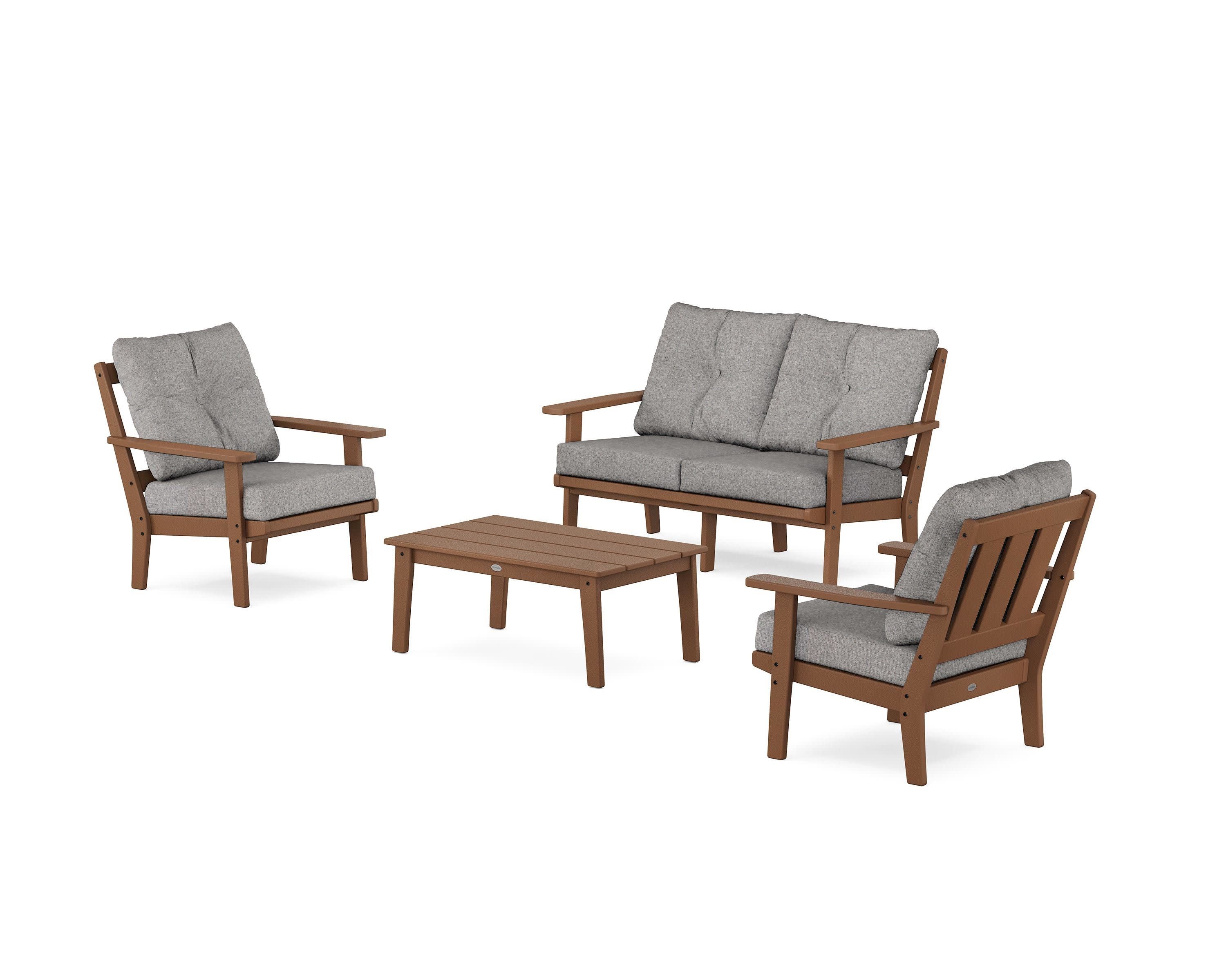 Oxford 4-Piece Deep Seating Set with Loveseat in Teak / Grey Mist