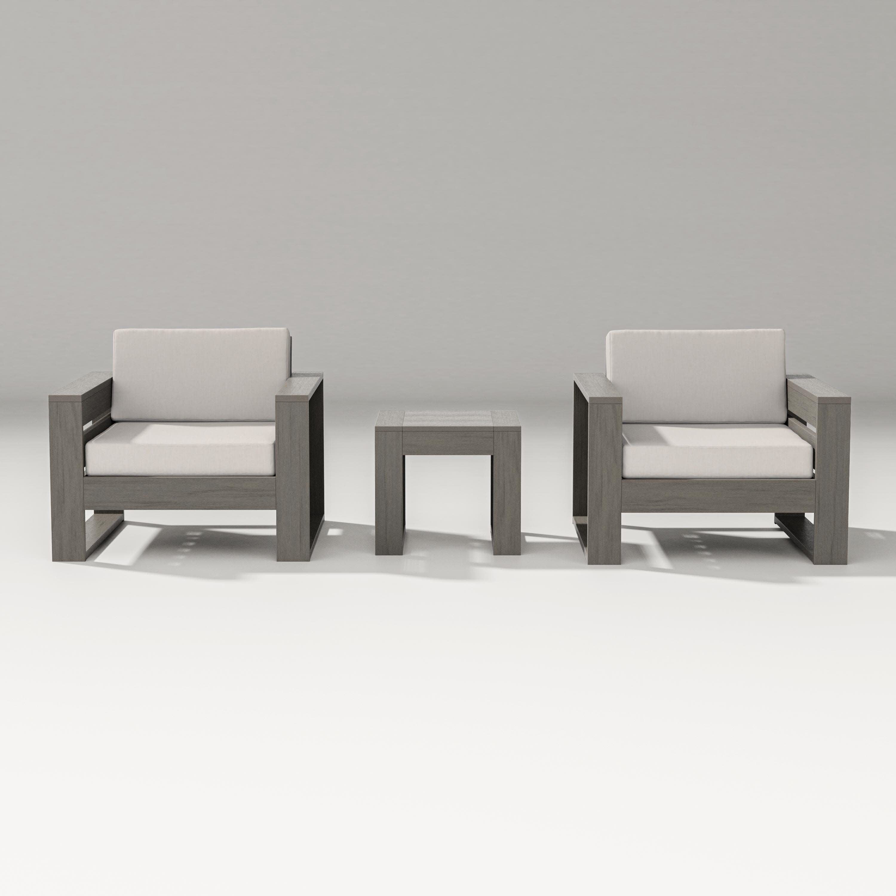 Latitude 3-Piece Lounge Chair Set in Driftwood / Cast Ash