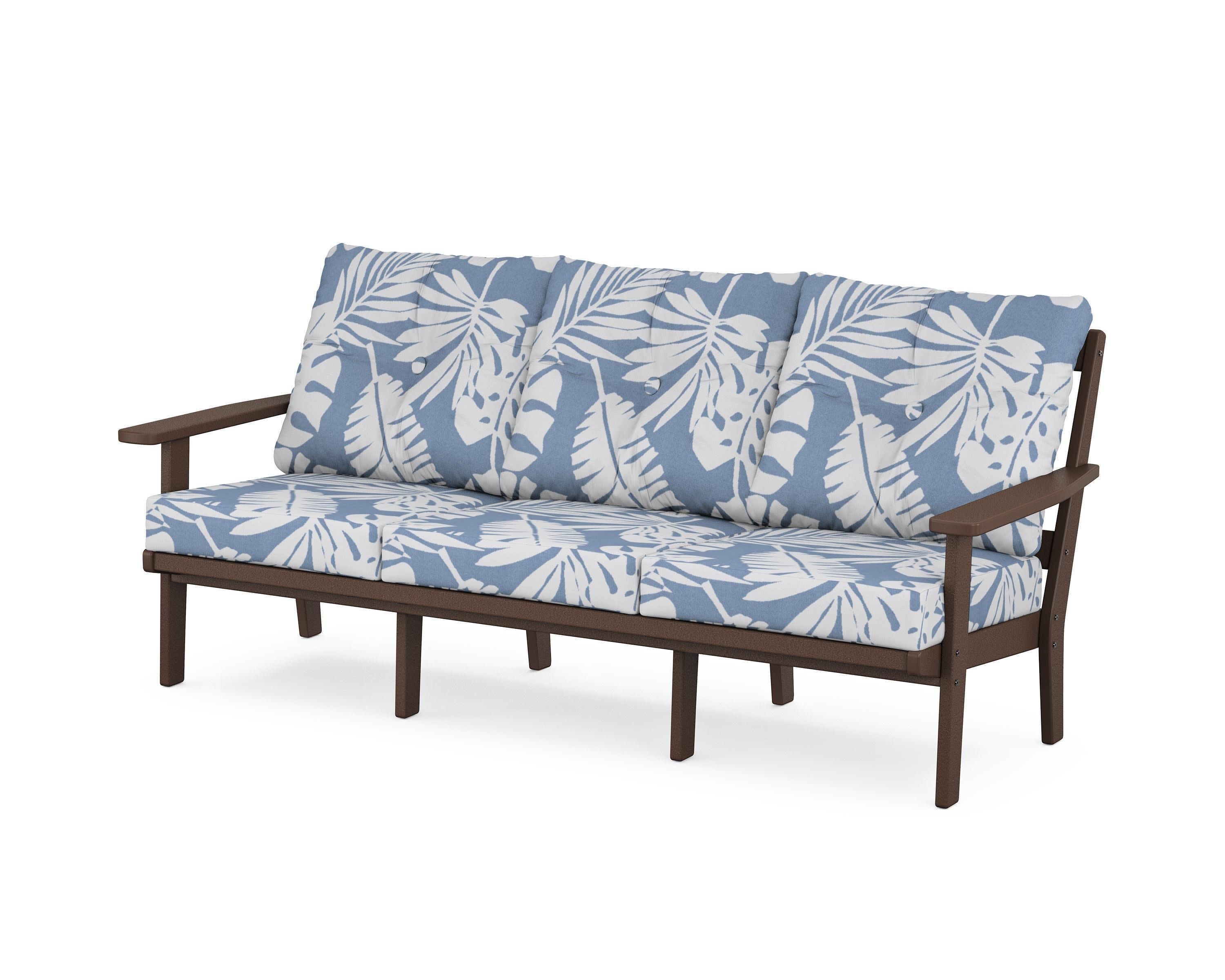 PrairieDeep Seating Sofa in Mahogany / Leaf Sky Blue